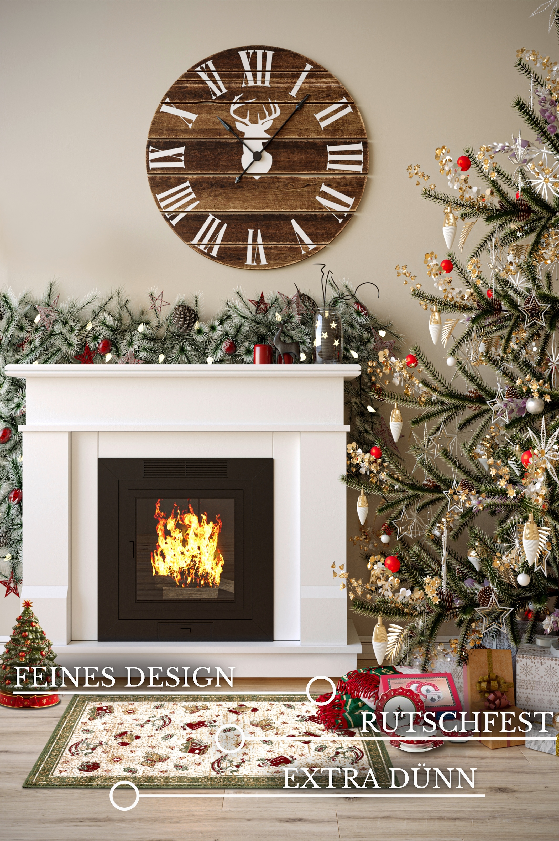 Villeroy & Boch Teppich »Nostalgic Shine Toy's Delight, eckig, rund und Läufer« rechteckig 6 mm Höhe Weihnachten, Wohnzimmer, Flur, Geschenk, Toys Delight, Dekoration