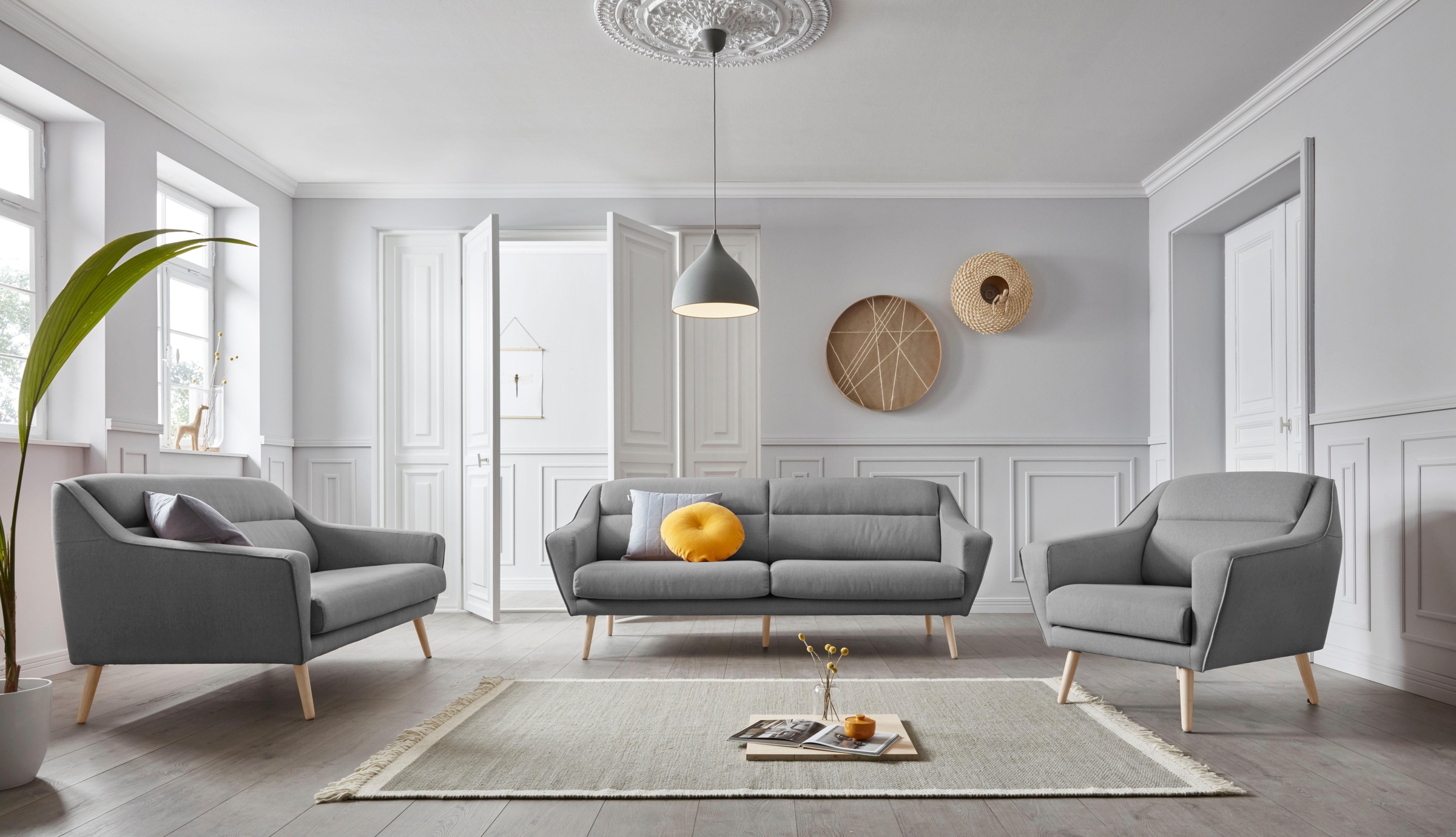 andas 3-Sitzer »Bille«, mit Naht im Rückenkissen und Eiche-Beinen, Design by Morten Georgsen