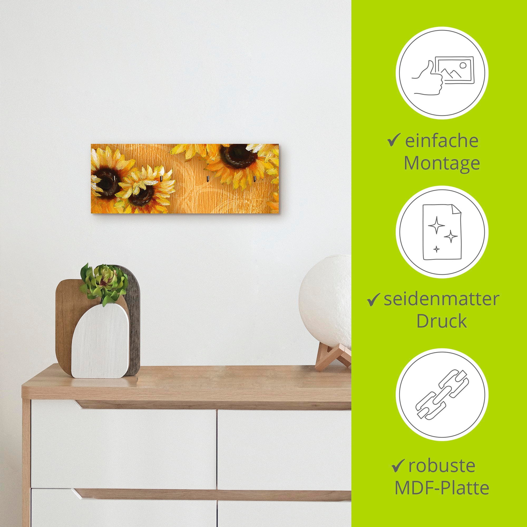 Artland Hakenleiste »Sonnenblumen«, MDF