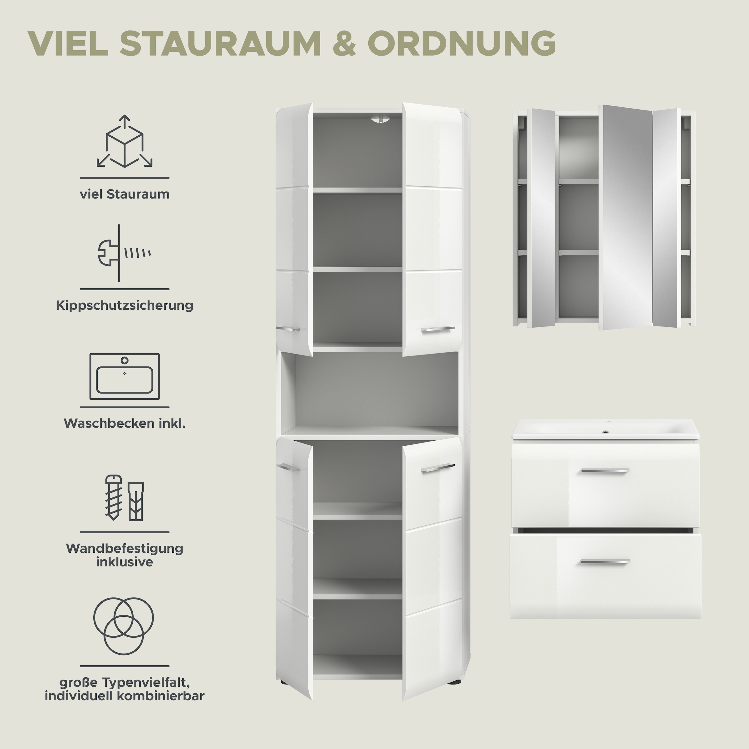 INOSIGN Badezimmer-Set Set, 4 Stk. tlg.