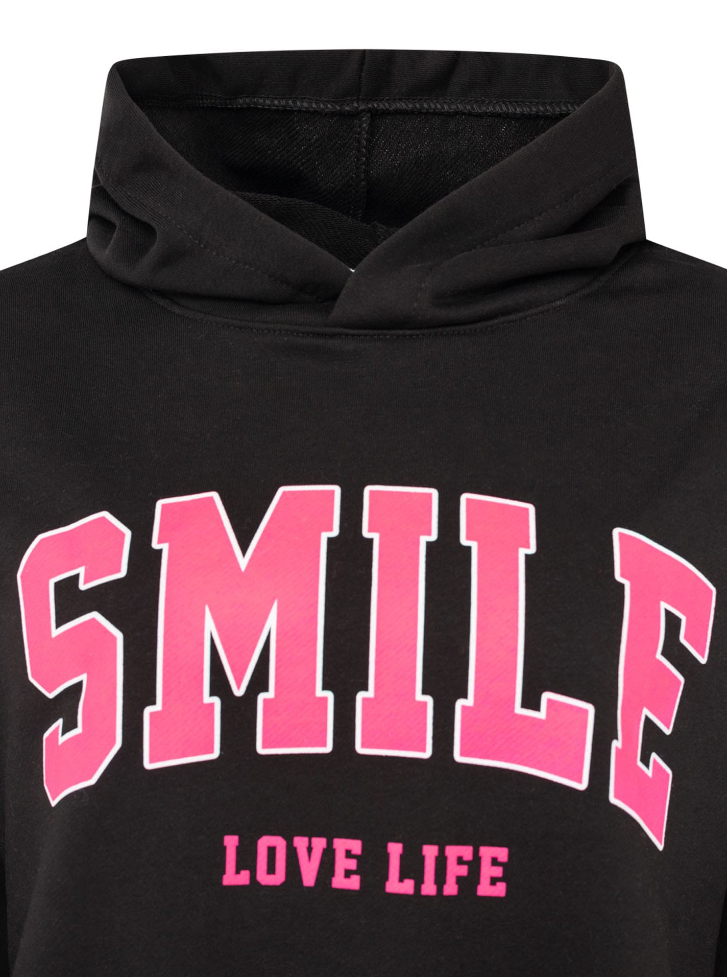 Zwillingsherz Hoodie »"Smile"«, Kapuze, lange Ärmel, elastische Bündchen, großer Neon-Print
