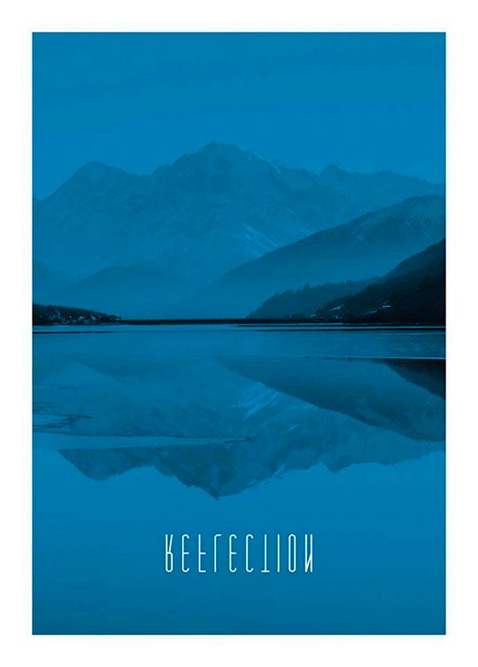 Komar Poster »Word Lake Reflection Blue«, Natur, (1 St.), Kinderzimmer, Schlafzimmer, Wohnzimmer