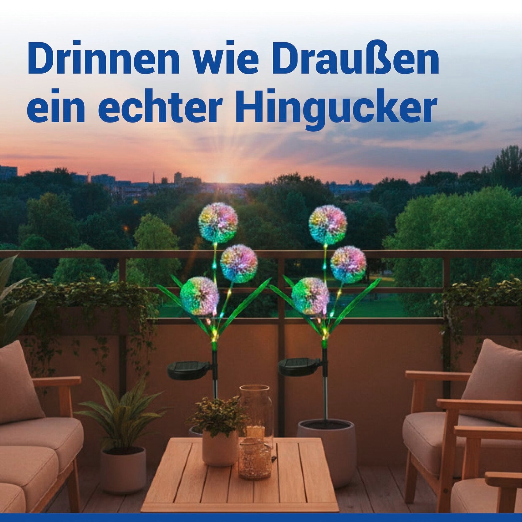 Maximex LED Gartenleuchte »Modell Pusteblume« 2 Stk. Farbwechsler LED Gartenstecker, solarbetriebene Gartenbeleuchtung, 2 Einstellungen