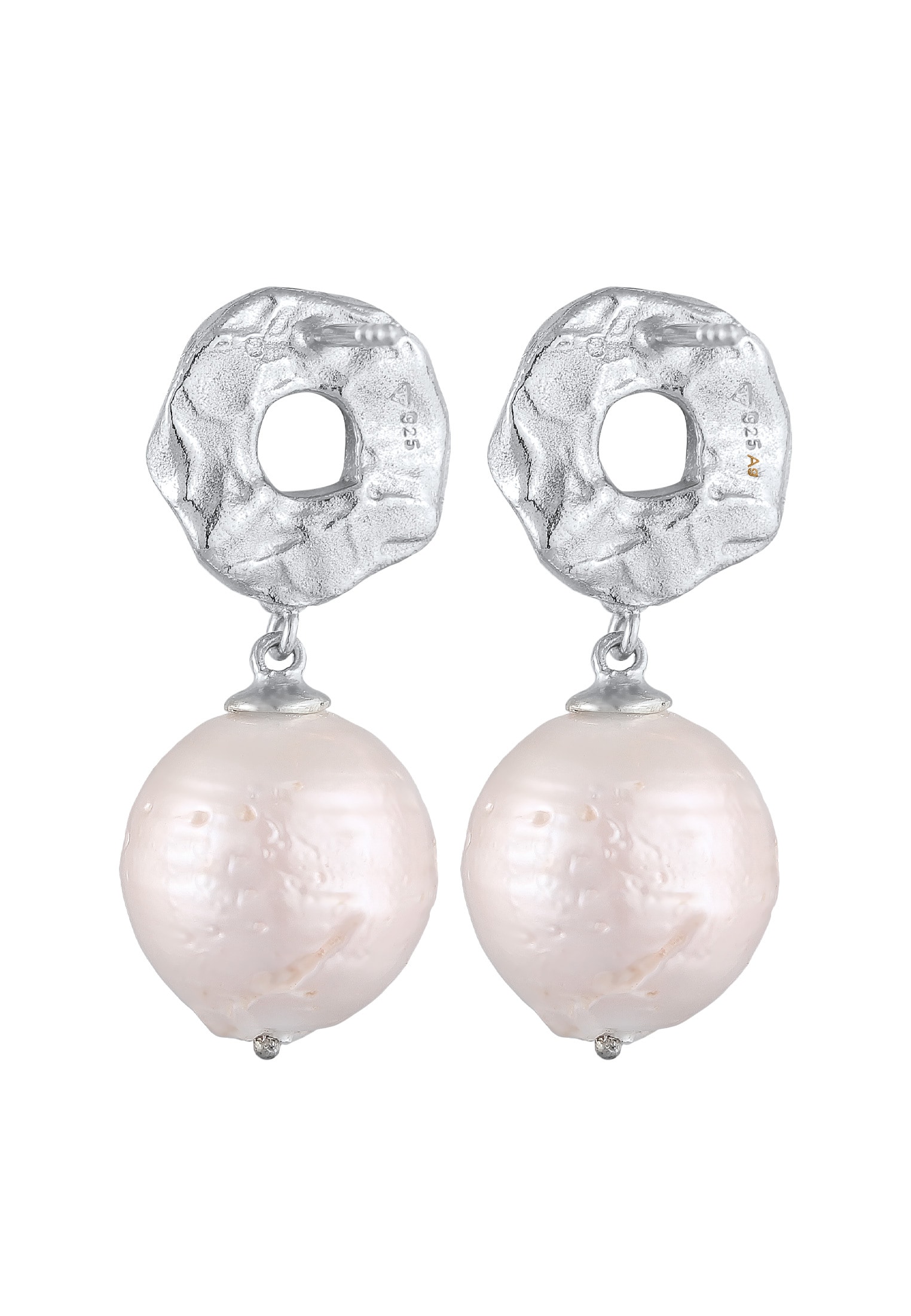 Elli Premium Paar Ohrstecker »Ohrringe Hänger Barock Süßwasserperle Disc 925 Silber«