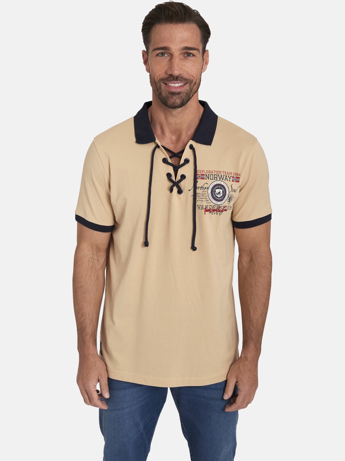 Jan Vanderstorm Poloshirt »Doppelpack Poloshirt ELJAR«, (2 tlg.), mit lässigen Saumschlitzen