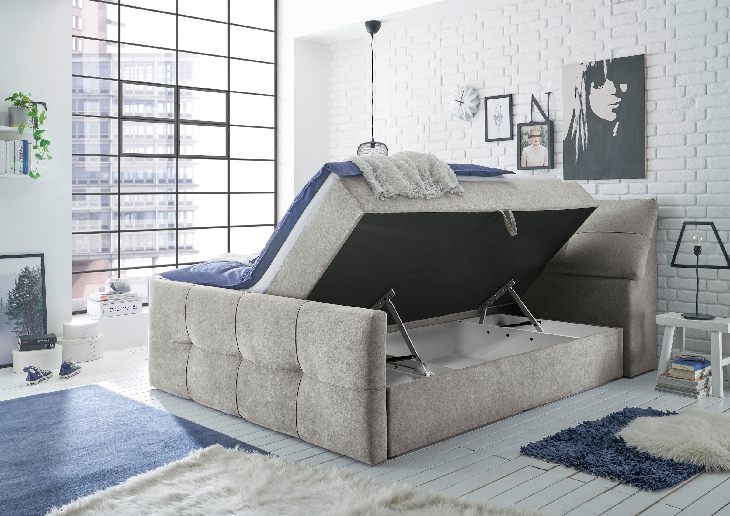 ED EXCITING DESIGN Boxbett »Redmond« 5 Stk. tlg. inkl. Zwei Bettkästen, Stauraum im Kopfteil und Topper