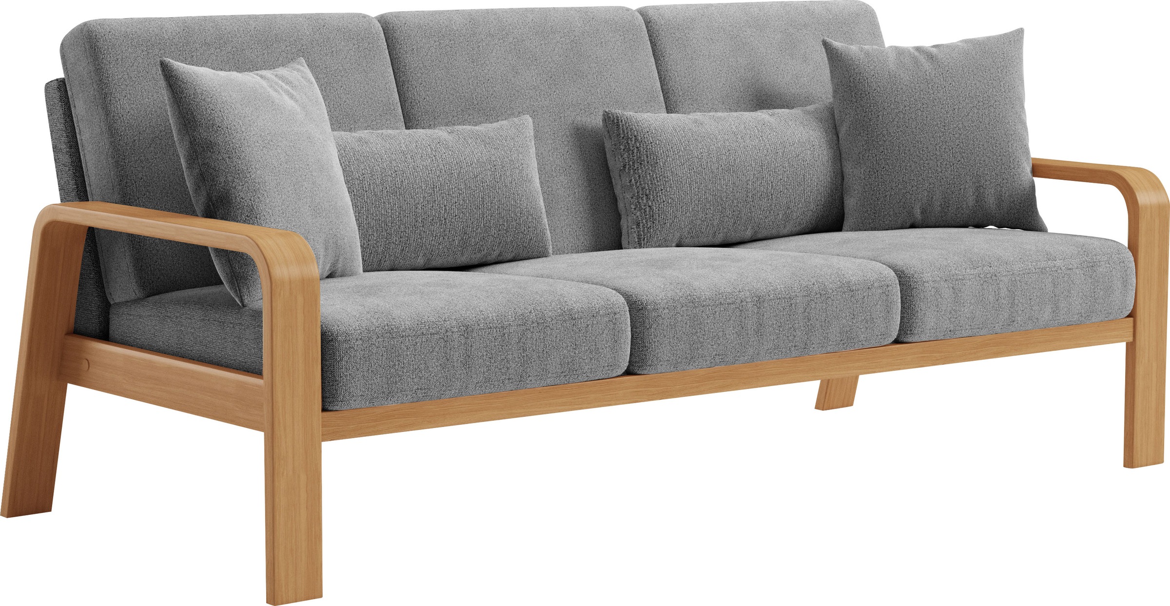 sit&more 3-Sitzer »Kolding«, Armlehnen aus eichefarbigem Buchenholz, verschiedene Bezüge und Farben