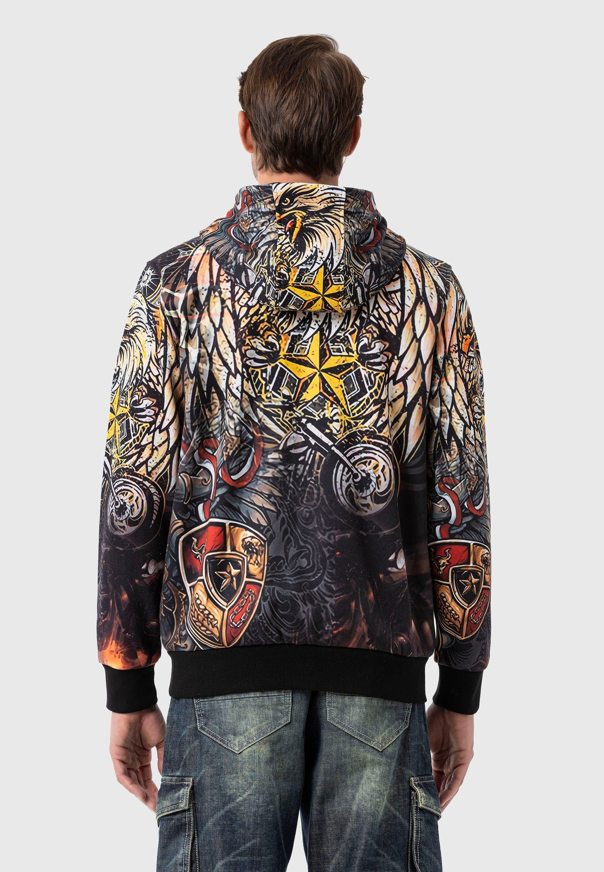 Cipo & Baxx Strickpullover »Cipo & Baxx Sweatjacken« mit Allover-Print