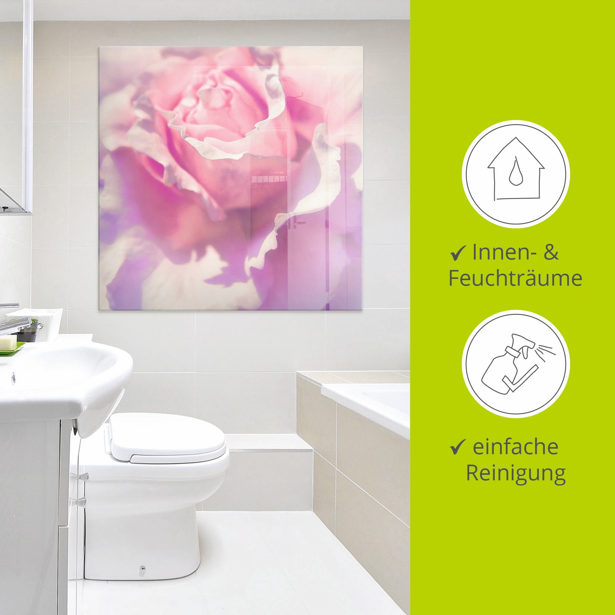Artland Glasbild »Rosa«, Blumen, (1 St.), in verschiedenen Größen