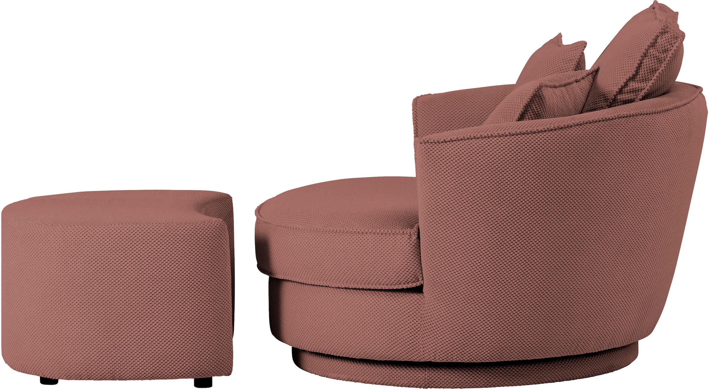 Leonique Drehsessel »MAISIE, Love Seat XXL Lese-Sessel, Big-Sessel mit Hocker,«, (2 St.), Set in MEGA CORD und Web-Velours, drehbar 360 Grad