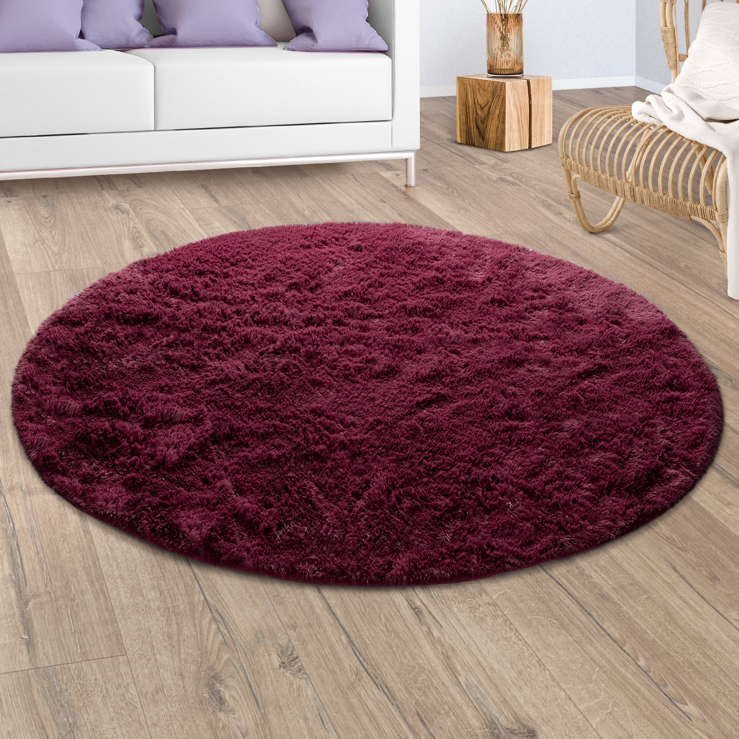 Hochflor-Teppich »Silky 591«, rund, Uni Farben, besonders weich und kuschelig
