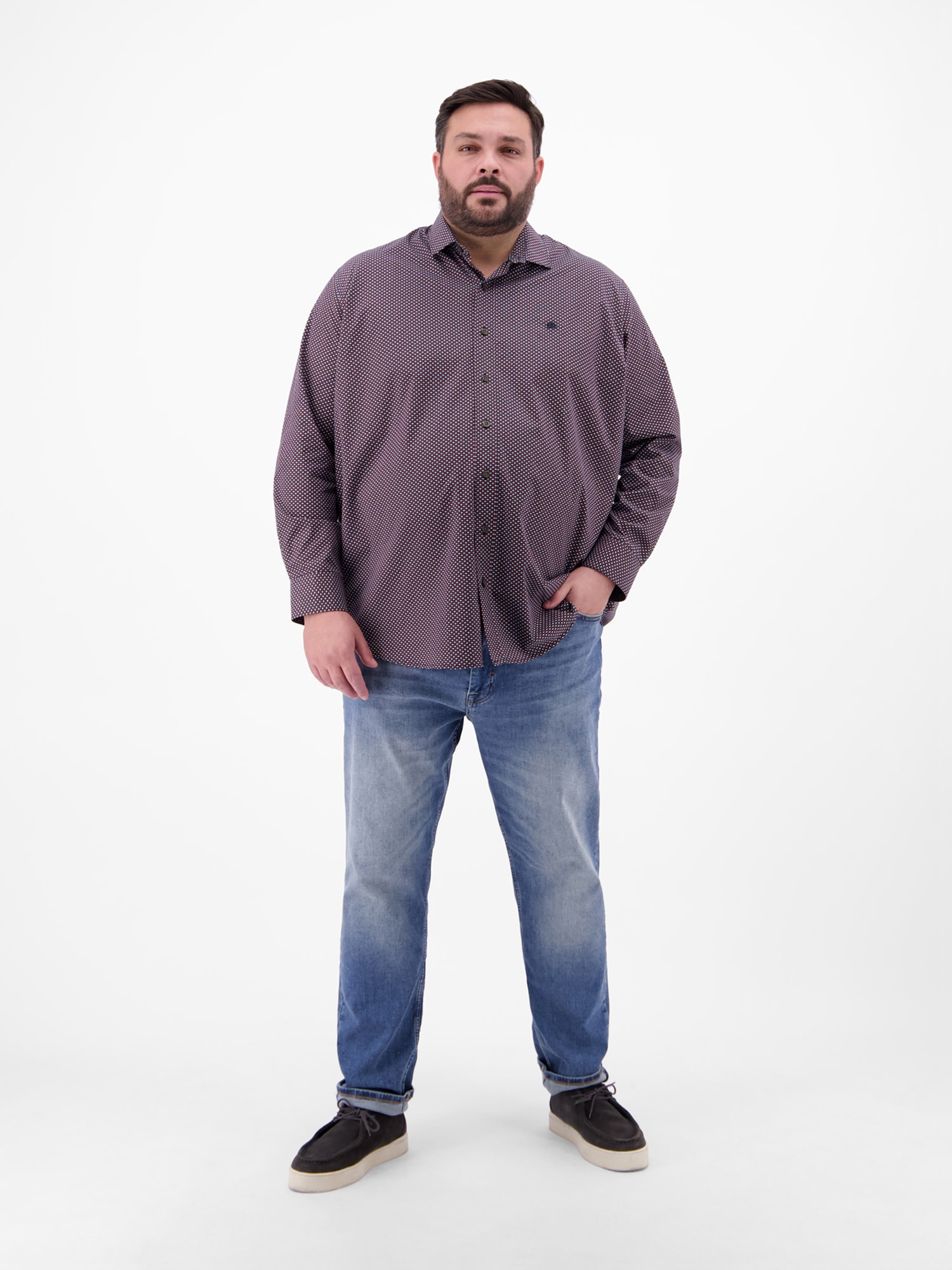 LERROS Langarmhemd »LERROS Langarmhemd in Übergrössen, dezent gemustert«