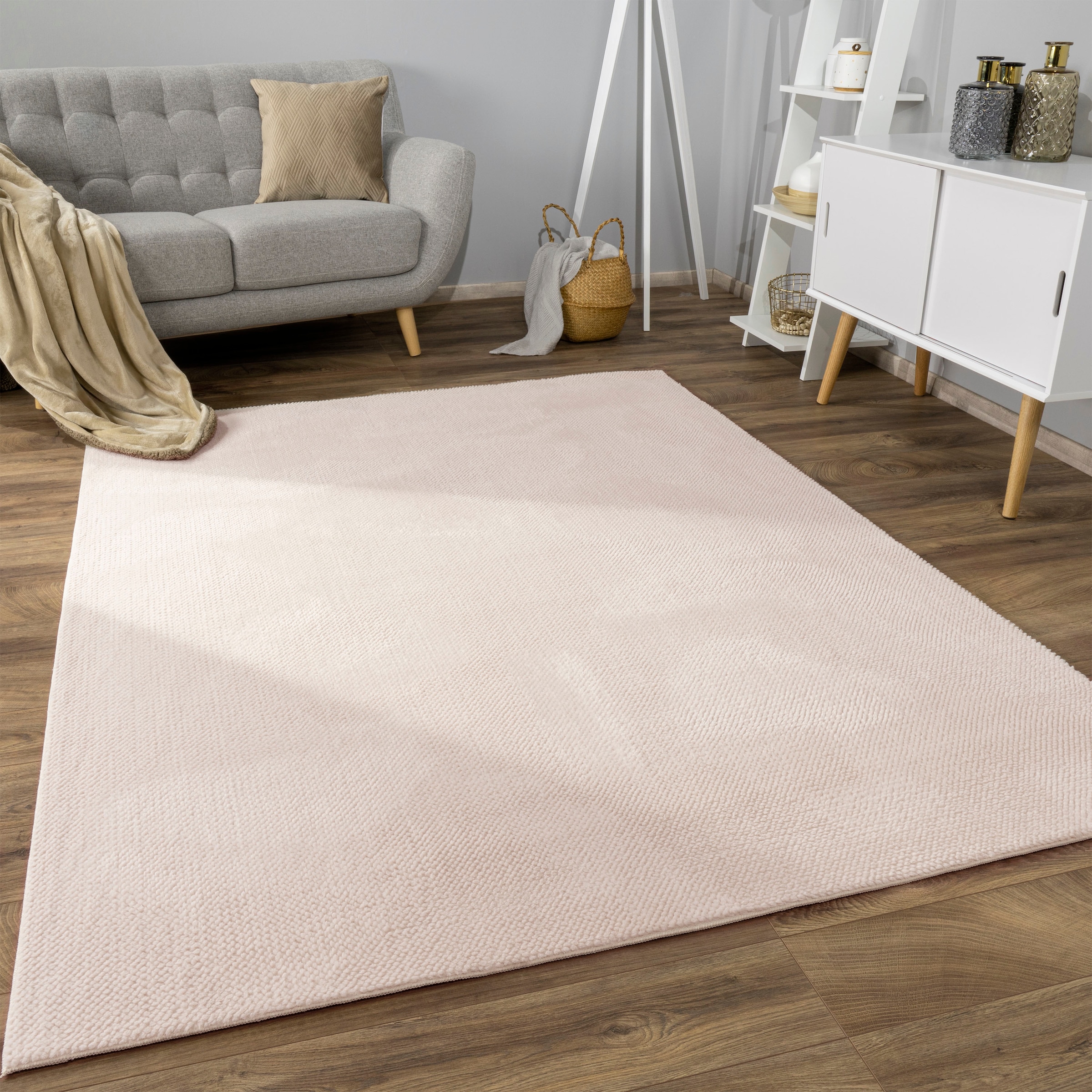 Paco Home Teppich kaufen online & kuschelig, rechteckig, Effekt, »Sevilla Kurzflor, Wohnzimmer weich Hoch-Tief Uni 521«, Farben