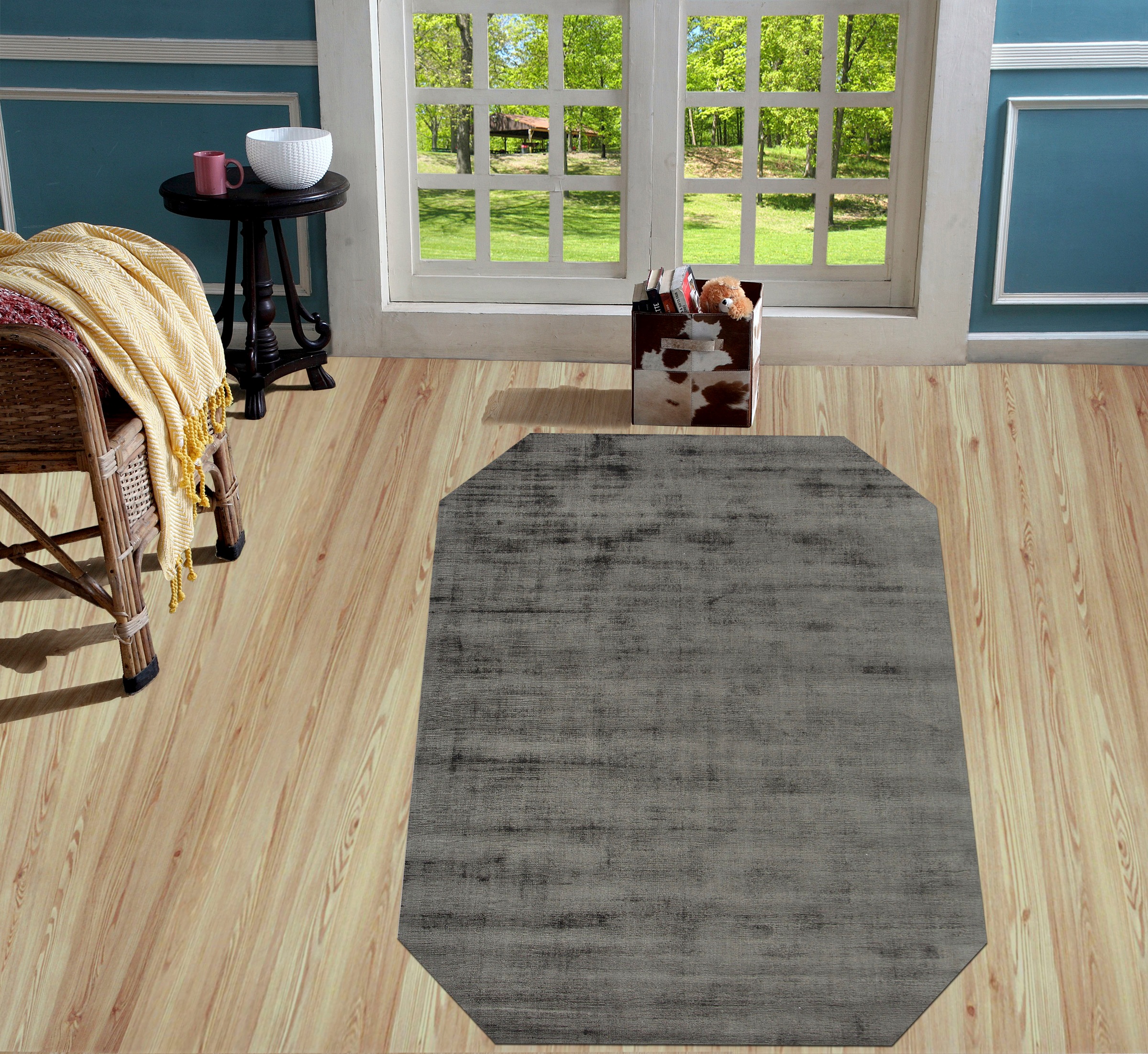 my home Teppich »Shirley«, achteckig, Handweb Teppiche, Viskose,  Wohnzimmer, Schlafzimmer, Esszimmer