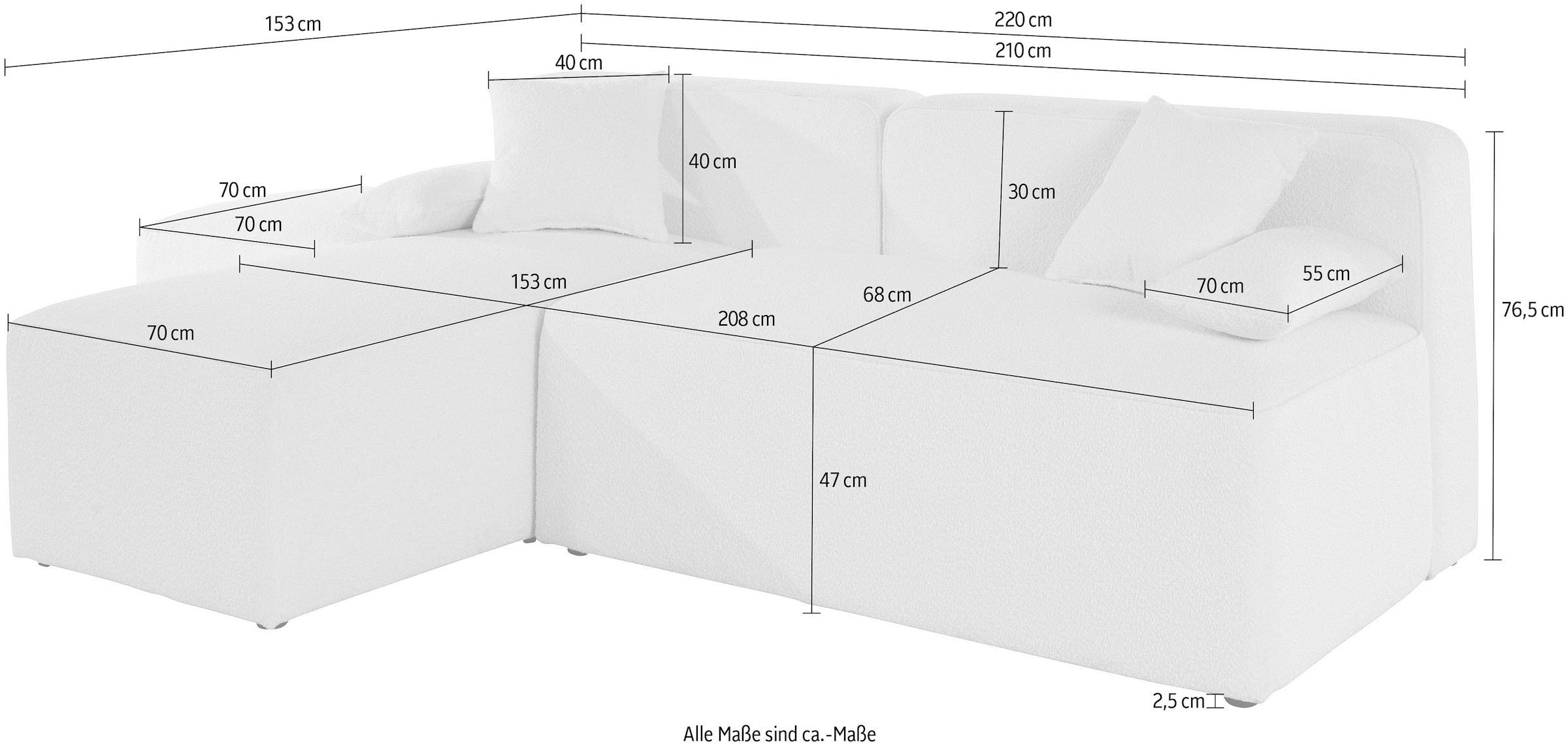 andas Ecksofa »Sundstrup L-Form«, Modulserie, individuelle Zusammenstellung