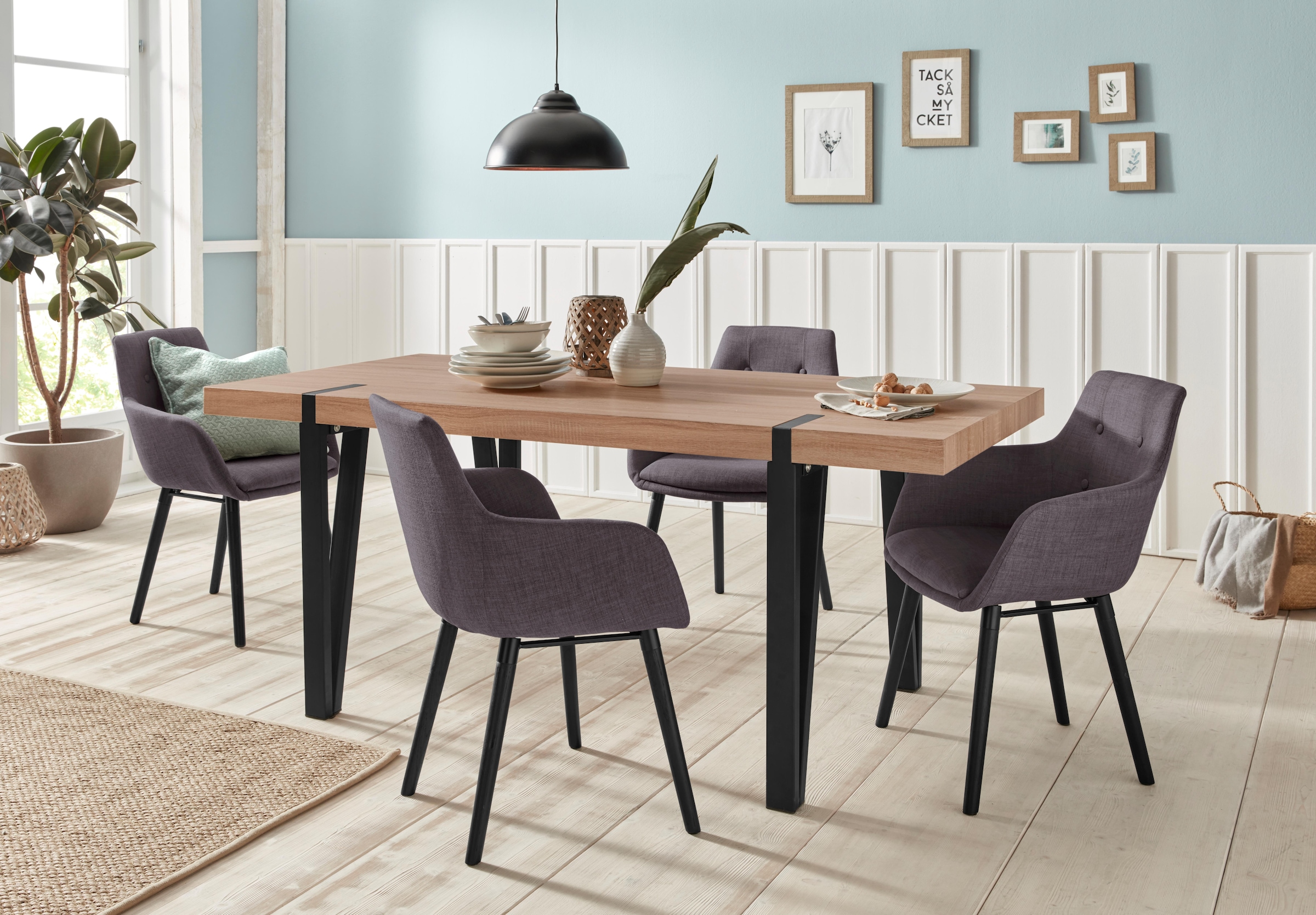 Home affaire Essgruppe »Bergamo«, (Set, 7 tlg.), 7-teilige Tischgruppe mit modernem  Esszimmerstuhl und Esstisch online kaufen | UNIVERSAL