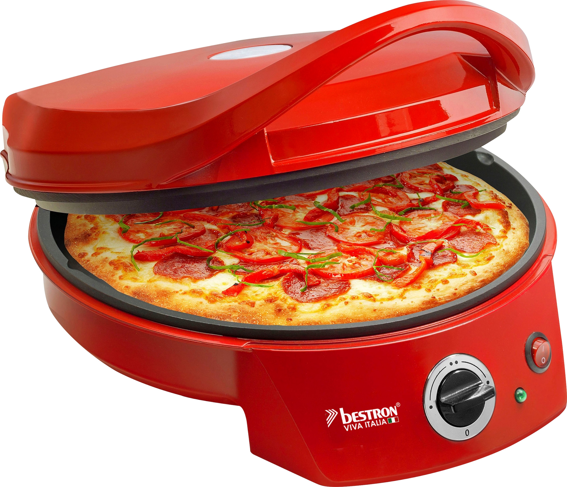 bestron Pizzaofen »APZ400 Viva Italia«, Ober-/Unterhitze, Bis max. 180°C, 1800 Watt, Rot