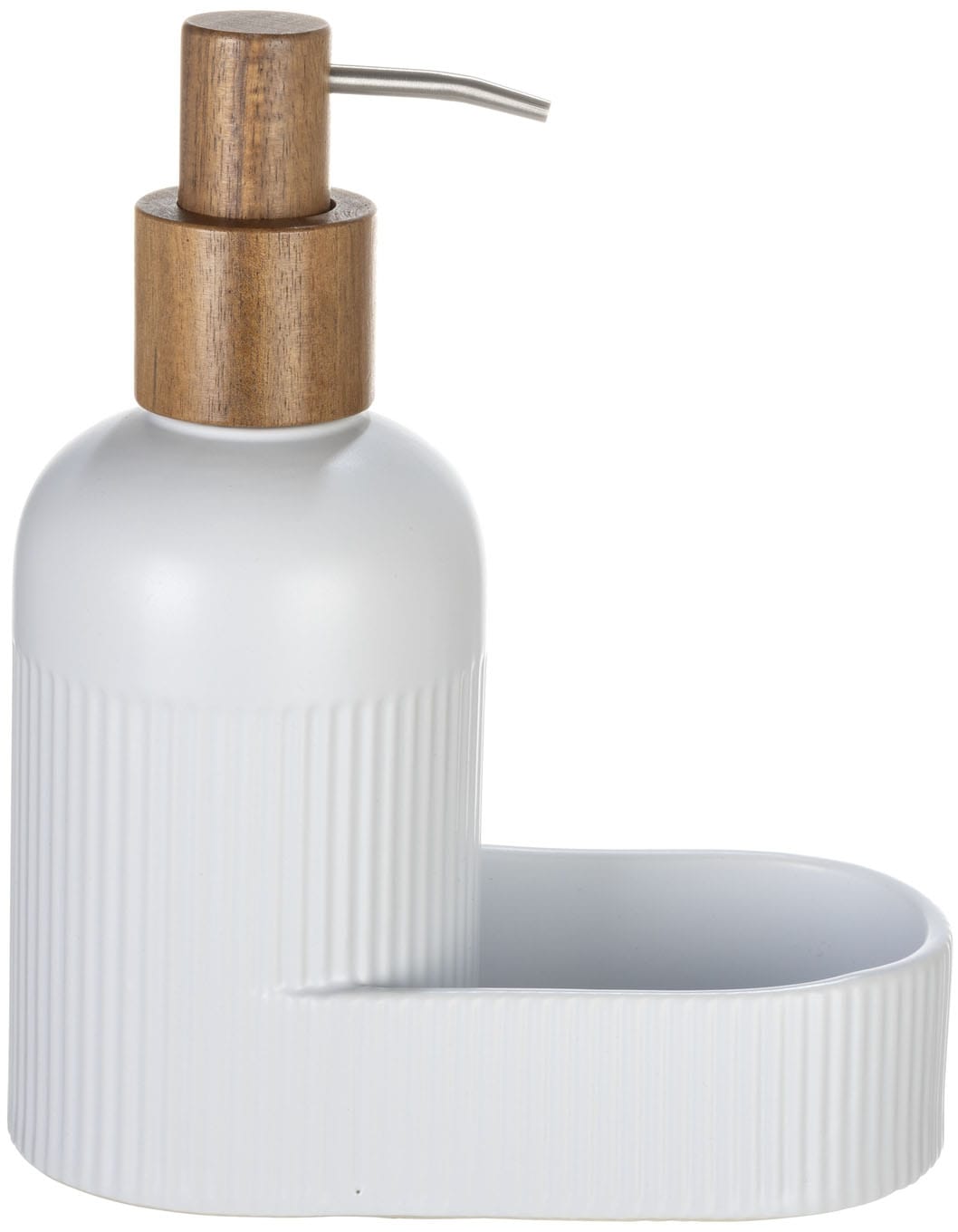 SCHÖNER WOHNEN-Kollektion Seifenspender »REFIA« Spülmittelspender mit Schwammhalter, Keramik und Akazienholz, 400 ml