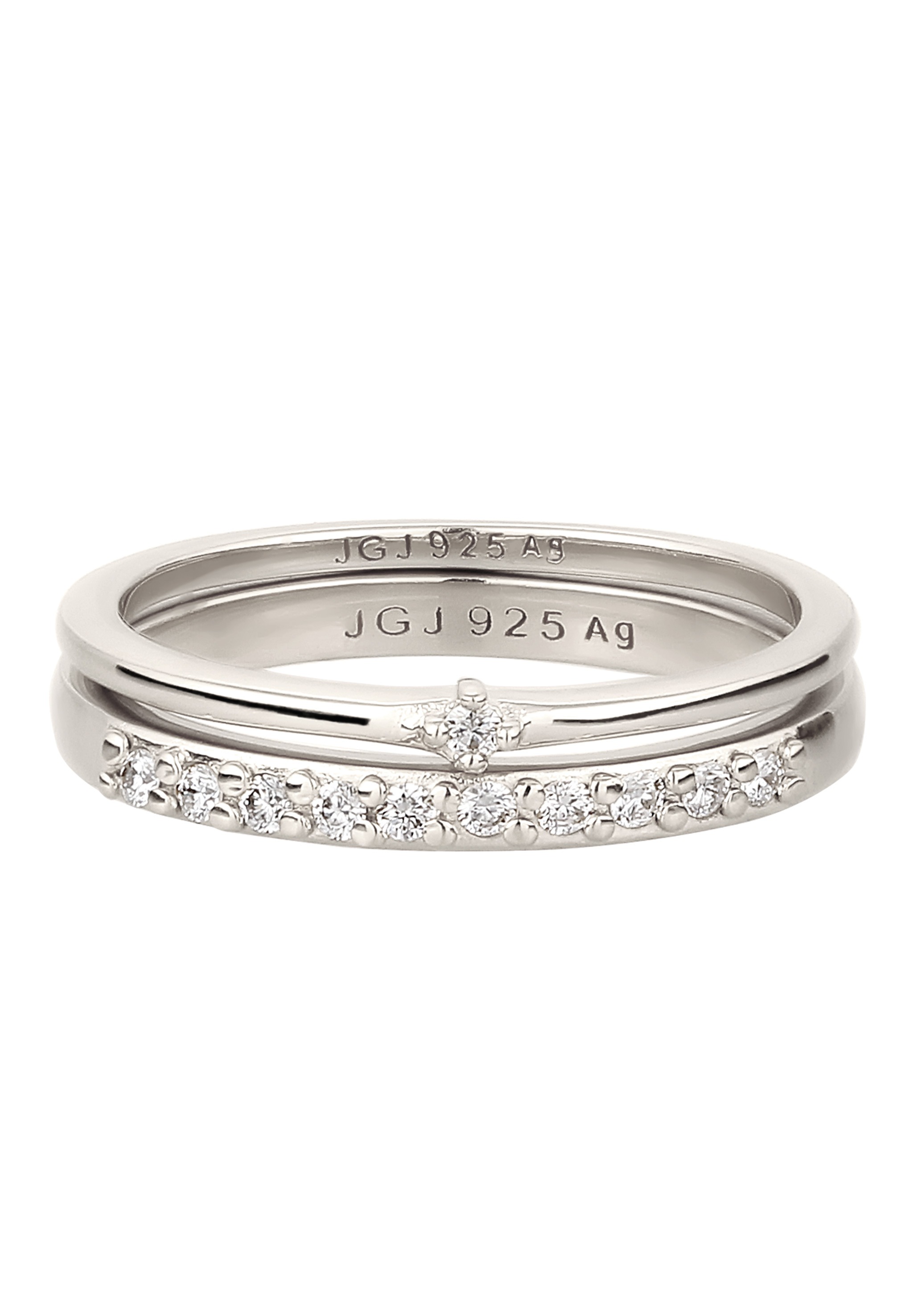 Elli DIAMONDS Ring-Set »Ring Laborgezüchteten Diamant Weiß (0.015 ct) 2er Set 925 Sterling Silber«