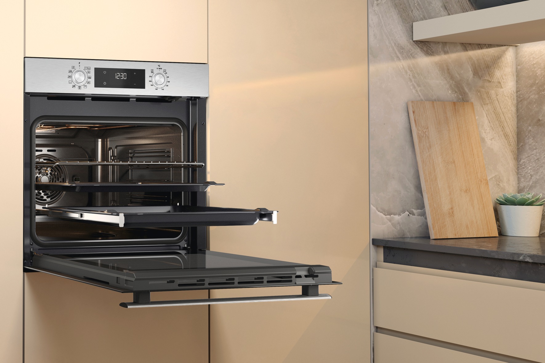 BAUKNECHT Backofen-Set »BAKO 740 IND IN« mit 1-fach-Teleskopauszug Hydrolyse Set, 2 Stk. tlg. Hydrolyse - Reinigung mit der natürlichen Kraft des Dampfes bei 90 °C