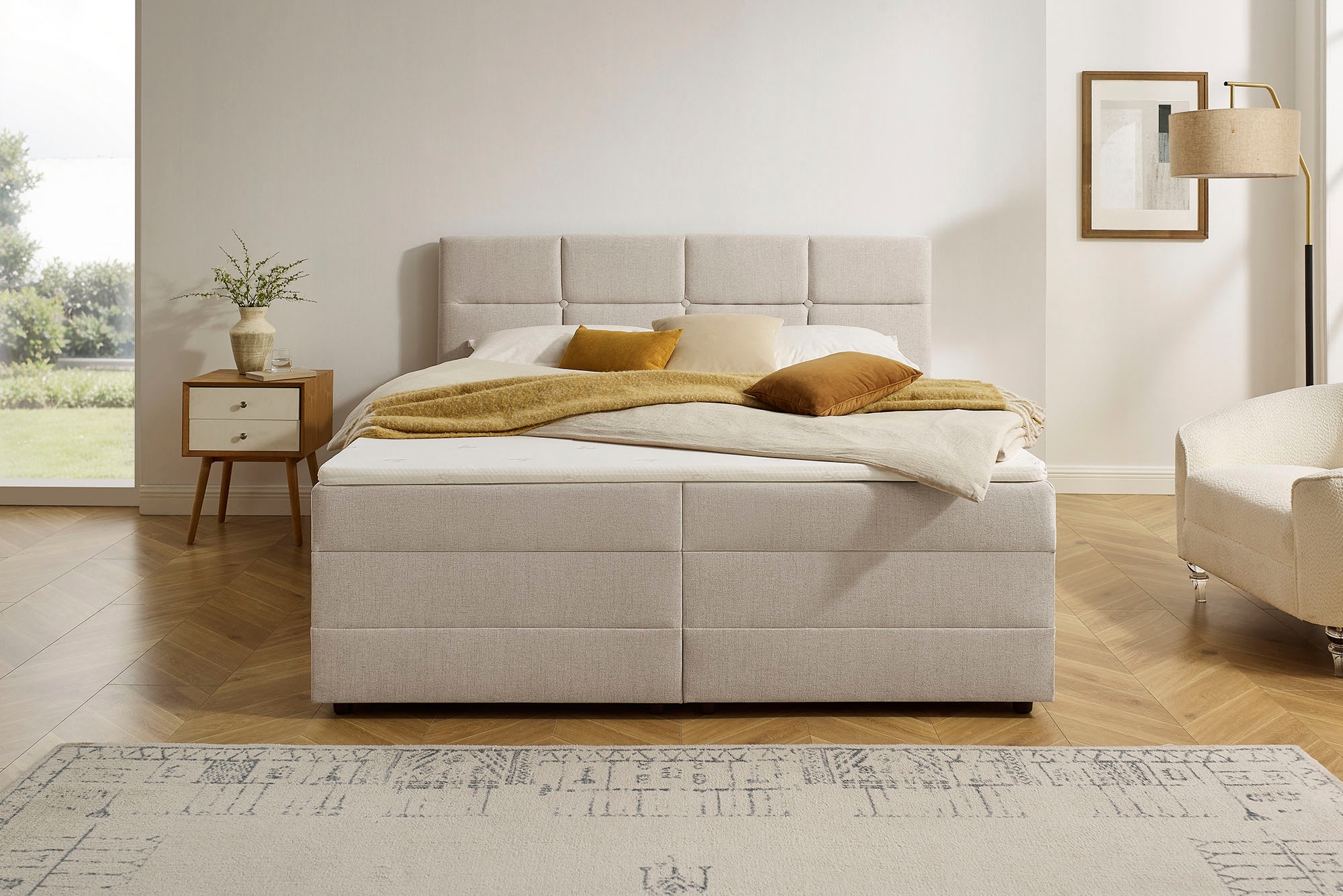 INOSIGN Boxbett »Fillmore inkl. Bettkasten, Liegefläche 180x200 cm, in Boxspring-Optik« inkl. Topper, erhältlich in verschiedenen Farben