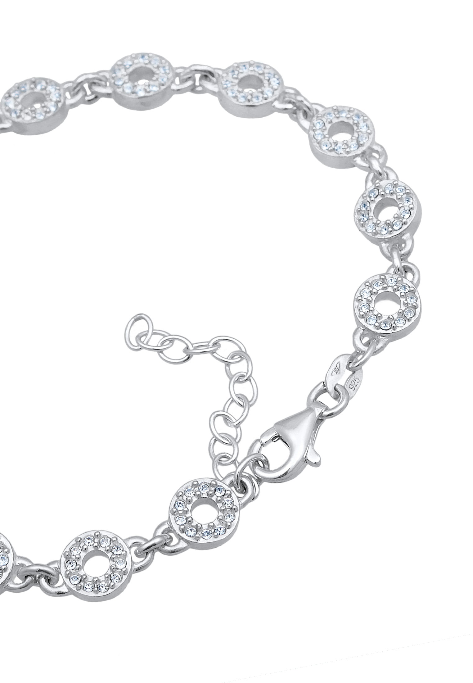 Elli Premium Armkette »Armband Kreis Rund Elegant Kristalle 925 Silber rhodiniert«