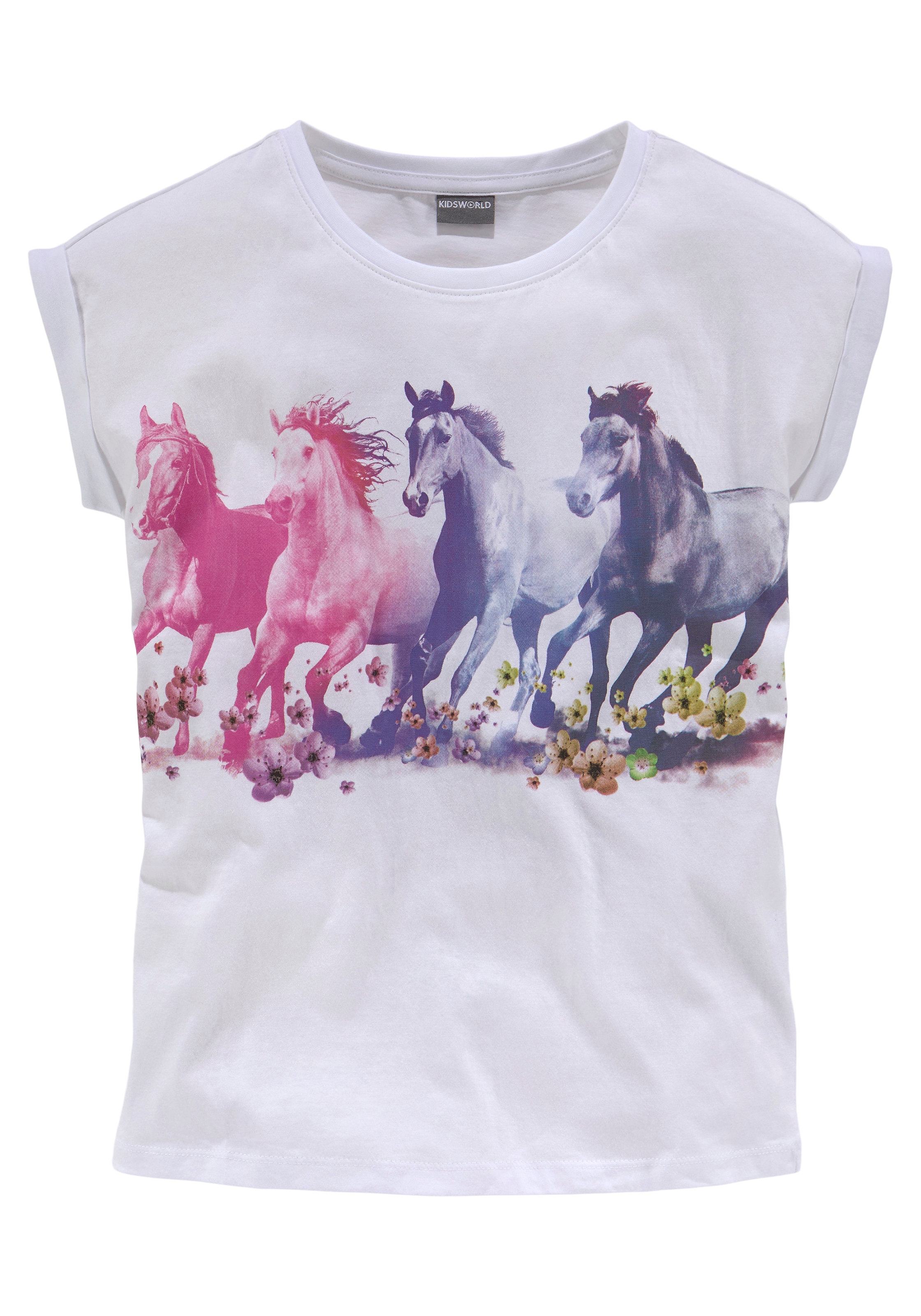 T-Shirt bei ♕ Form in legerer KIDSWORLD »Pferde«, weiter