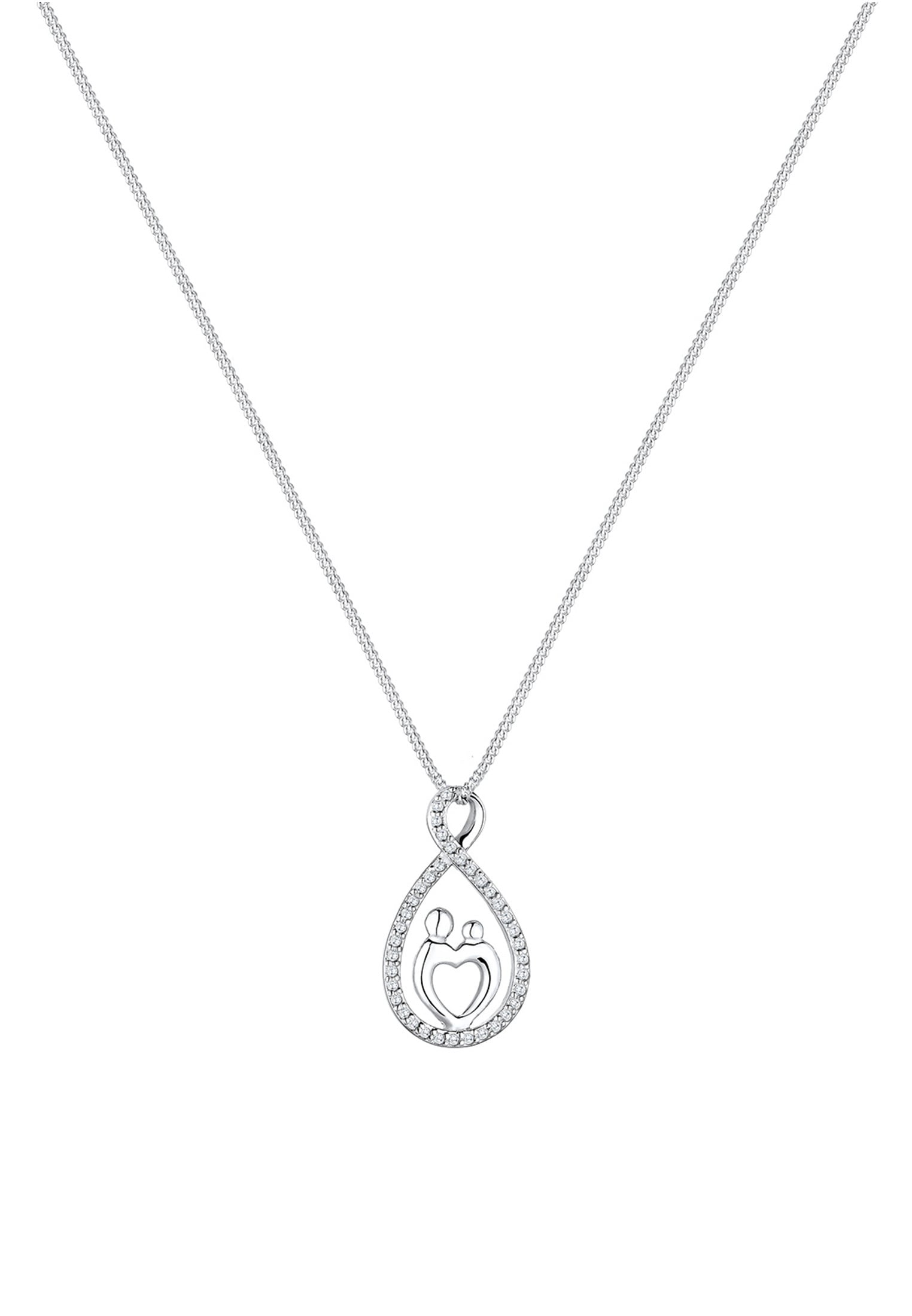 Elli Silberkette »Halskette Mutter Kind Infinity Zirkonia Weiß 925 Sterling Silber«