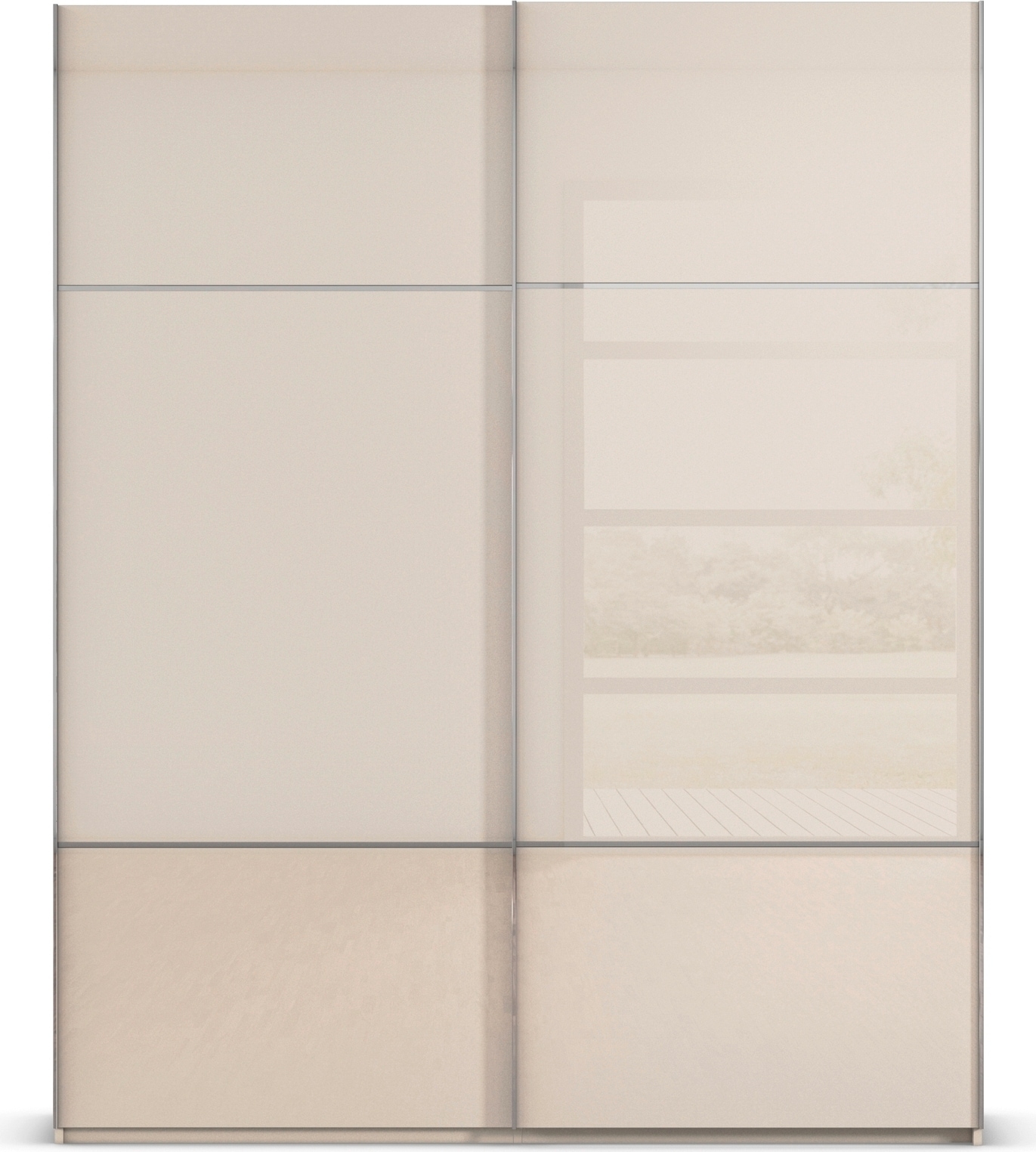 rauch Schwebetürenschrank »Kleiderschrank Schrank Garderobe Schlafzimmerschrank SCALE-TRIO« edle dreigeteilte Front mit 2 Zierleisten Glasfront MADE IN GERMANY