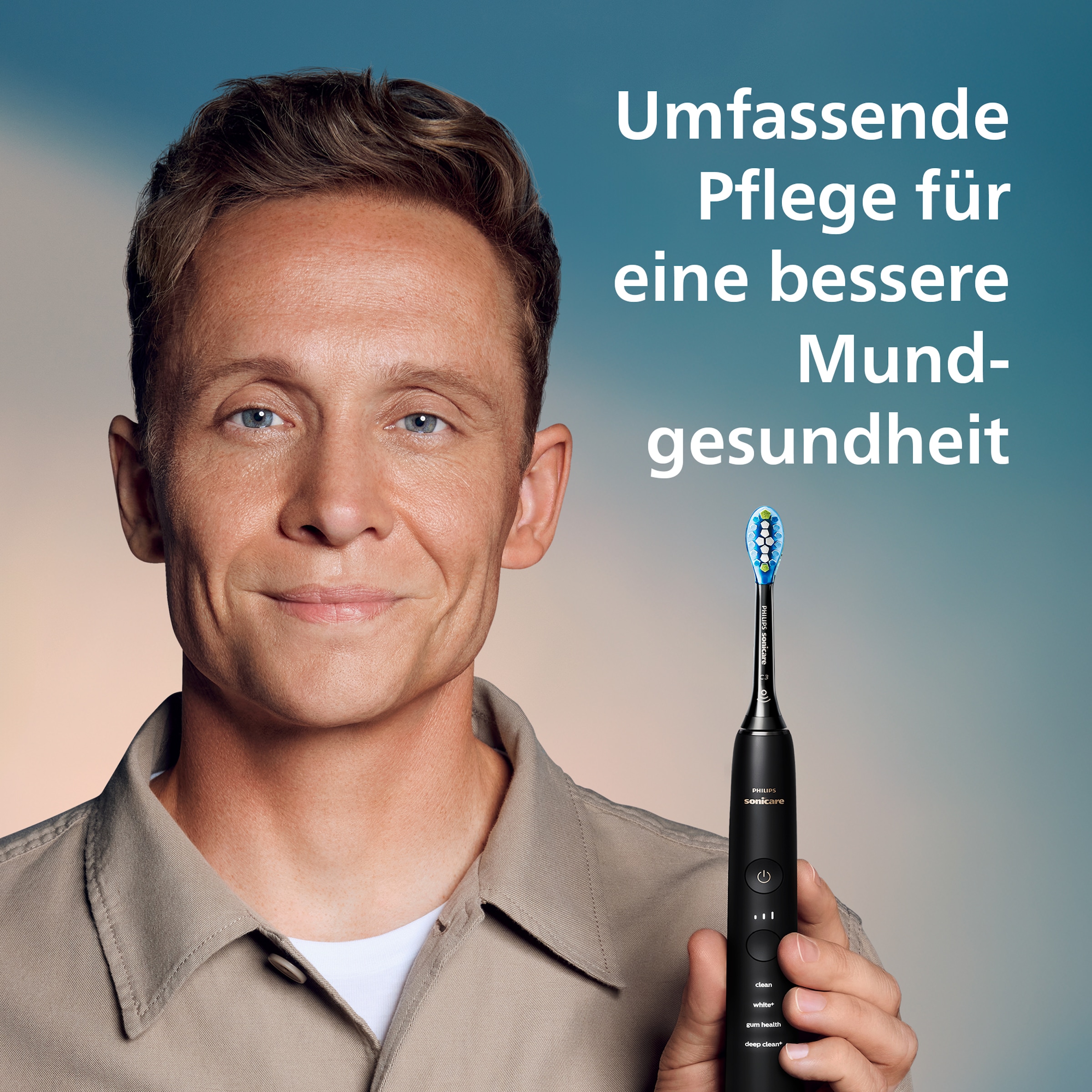 Philips Sonicare Elektrische Zahnbürste »DiamondClean 9400, HX9917« 2 Stk. Aufsteckbürsten mit integriertem Drücksensor, 4 Putzprogramme und 3 Intensitätsstufen