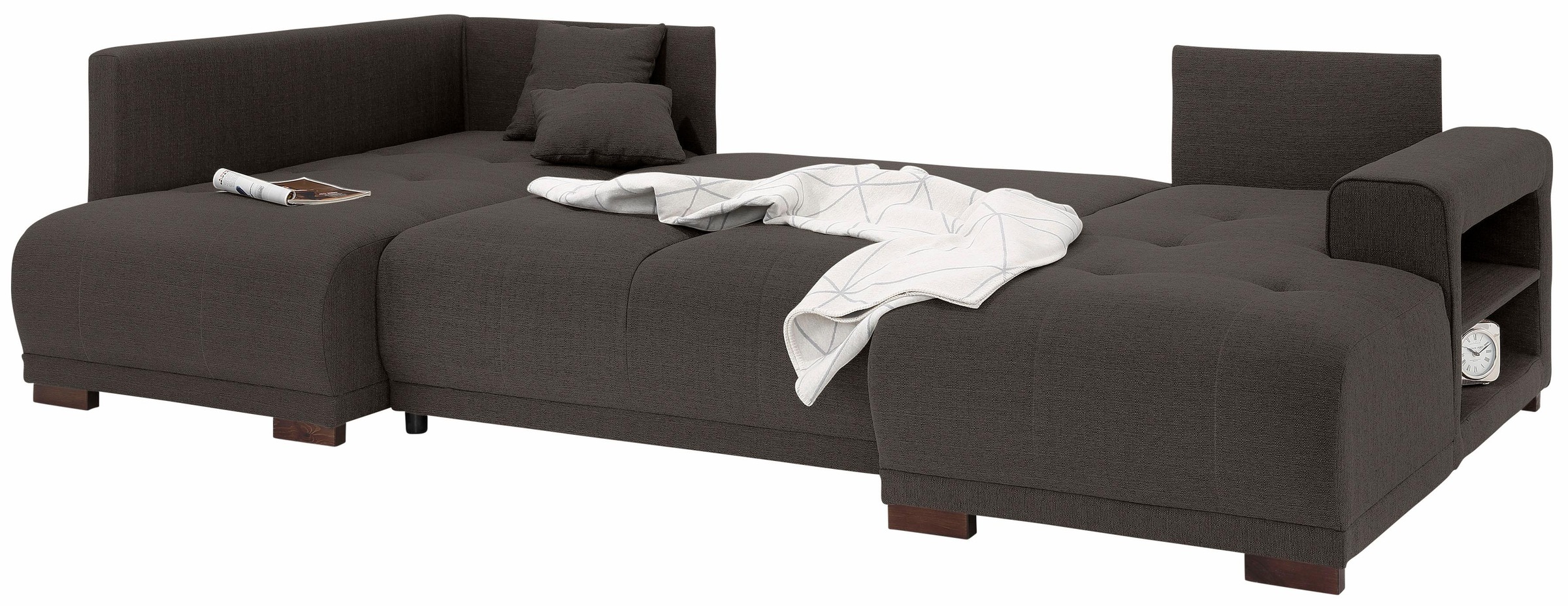 Home affaire Wohnlandschaft »Viborg U-Form«, mit Regal in der Armlehne, wahlweise mit Bettfunktion