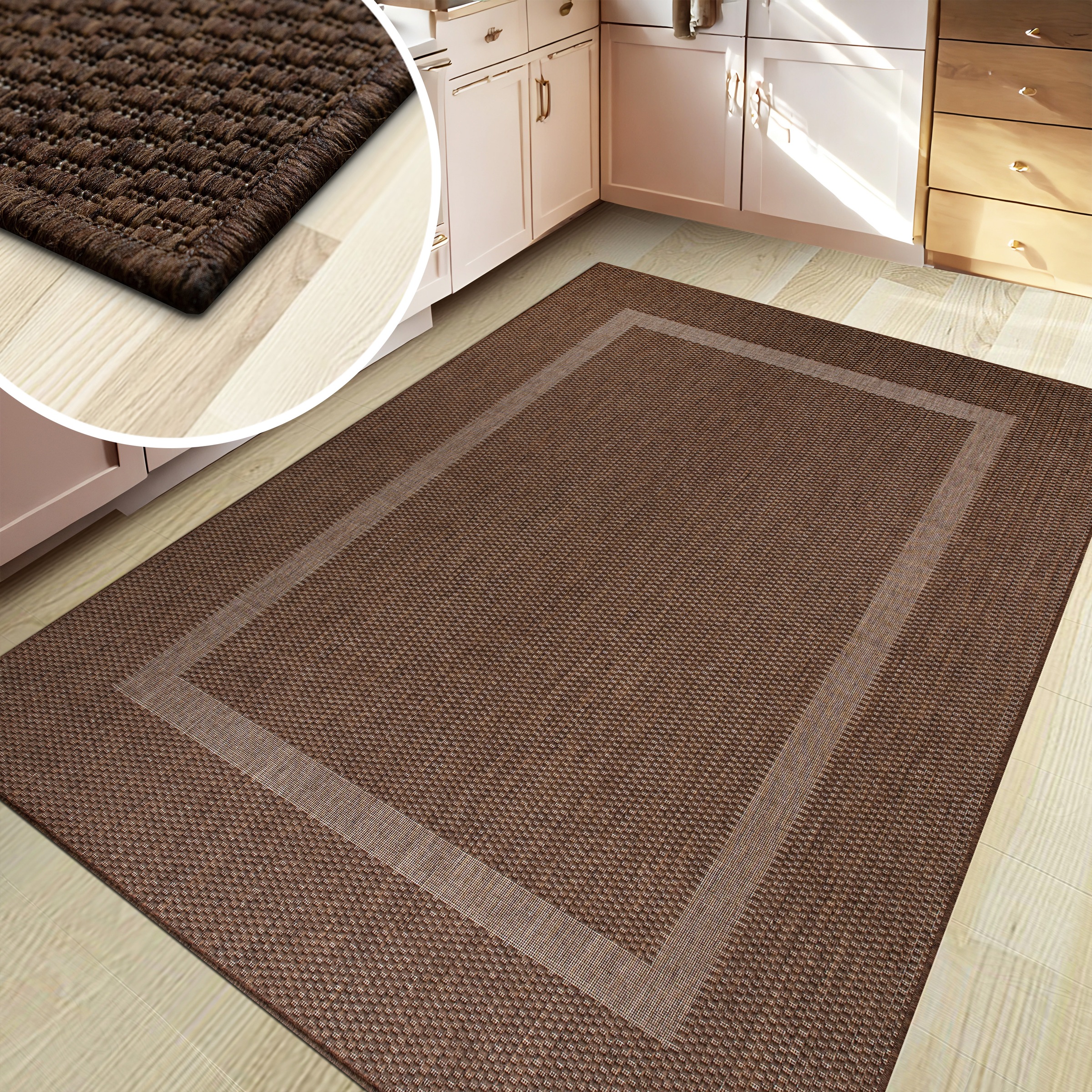 OTTO home Teppich »Venedig Bordüre auch als Läufer erhältlich« rechteckig 3 mm Höhe In- und Outdoor geeignet, Sisal-Optik, Wetterfest & UV-beständig