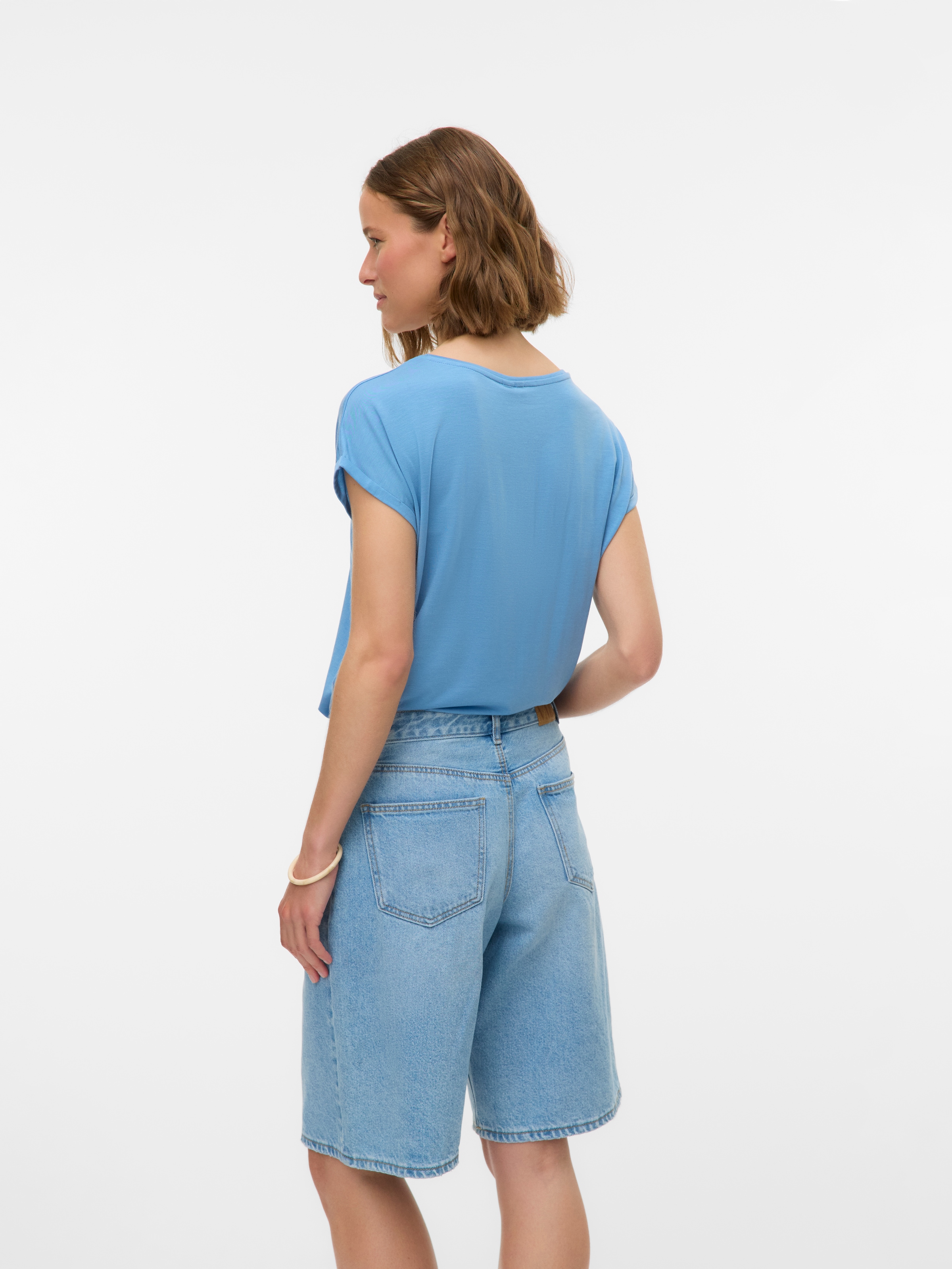 Vero Moda Rundhalsshirt »VMAVA PLAIN SS TOP GAJRS NOOS«