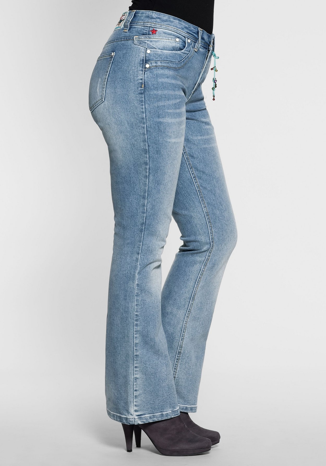 Sheego Bootcut-Jeans »Jeans mit Pailletten am Bund«, mit Pailletten am Bund