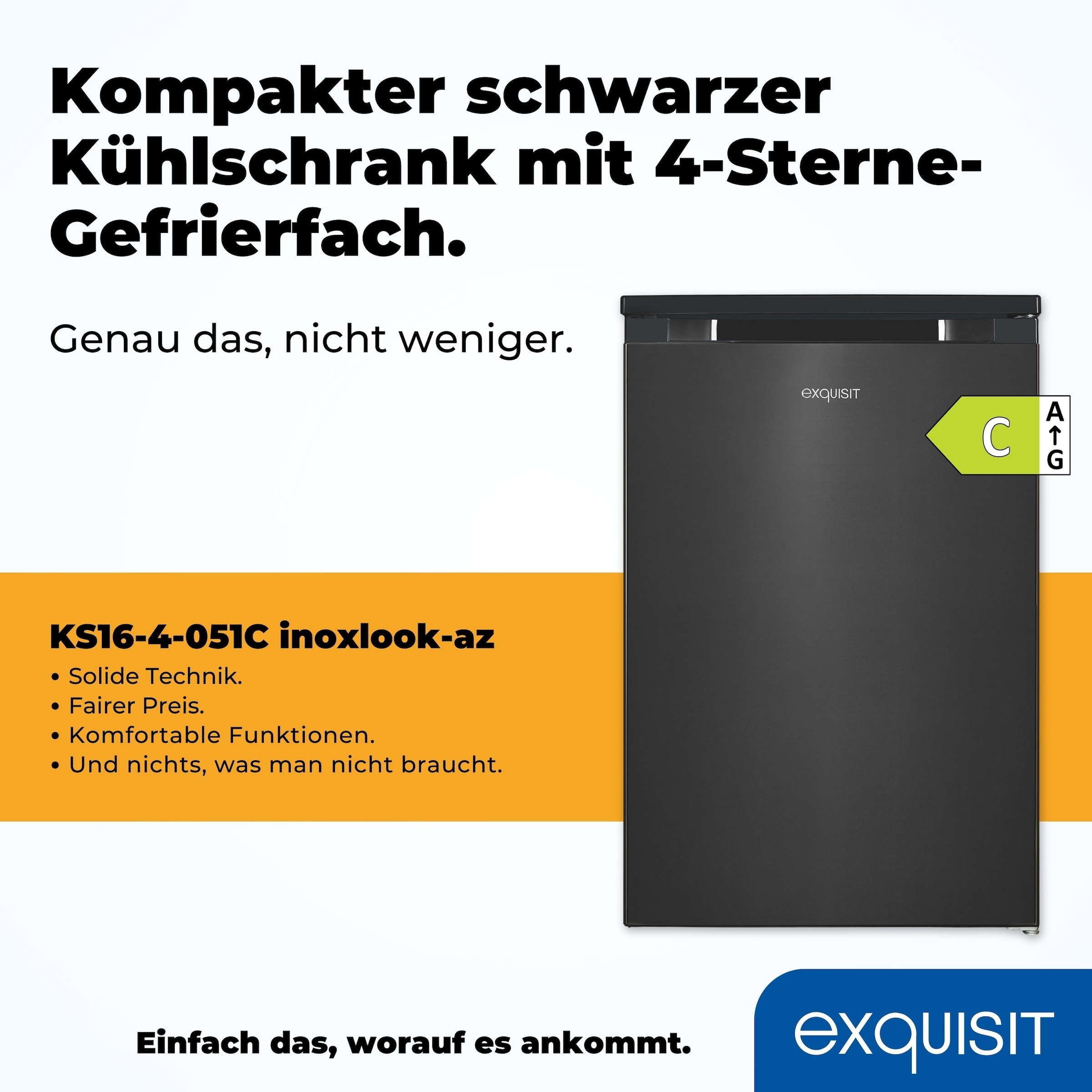 exquisit Kühlschrank »KS16-4-051C« 84,5 cm hoch 54,9 cm breit 107 L Mini-Kombi: stufenlos regulierbar, hell & für jede Küche
