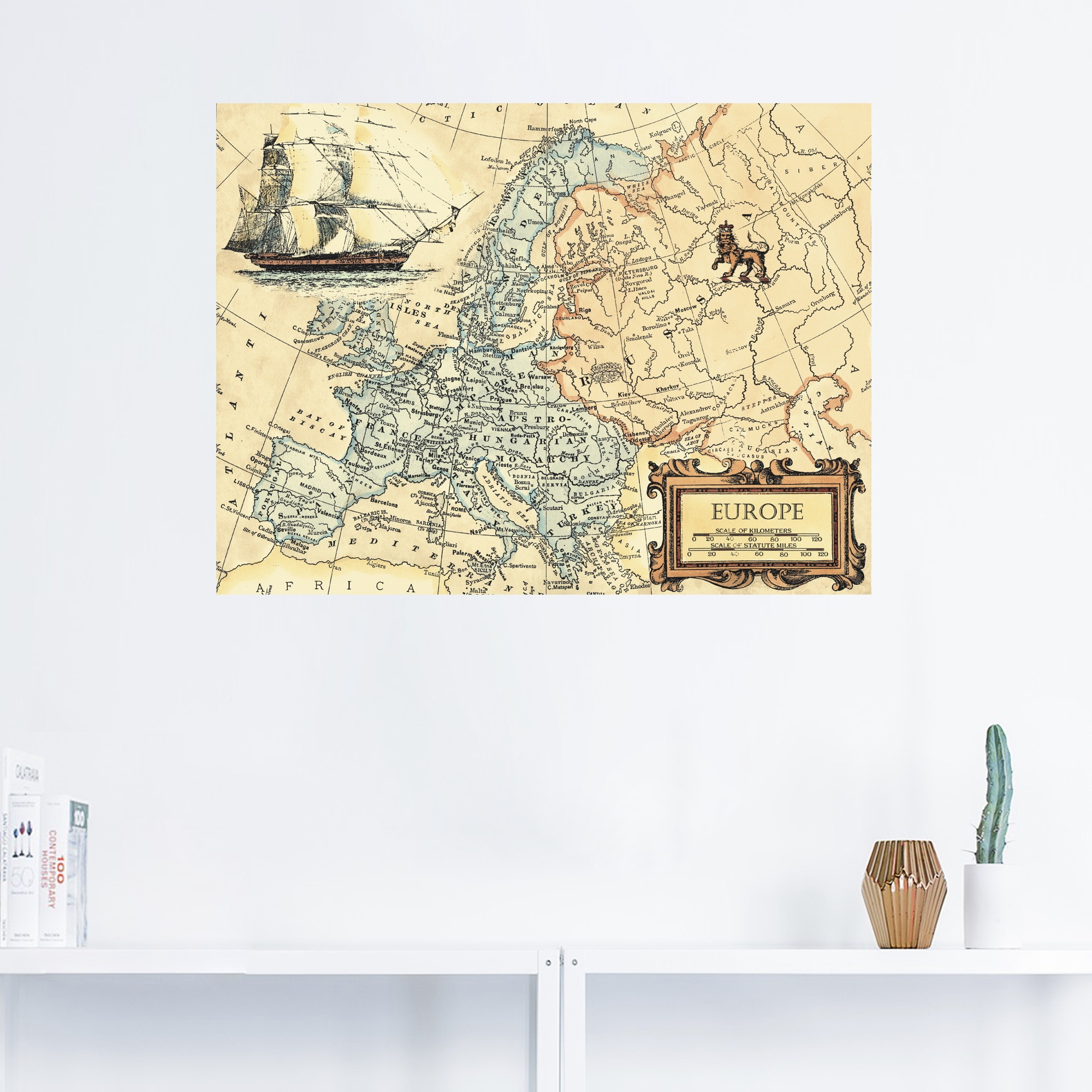 Artland Wandbild »Europakarte«, Landkarten, (1 St.), als Leinwandbild, Poster, Wandaufkleber in verschied. Größen