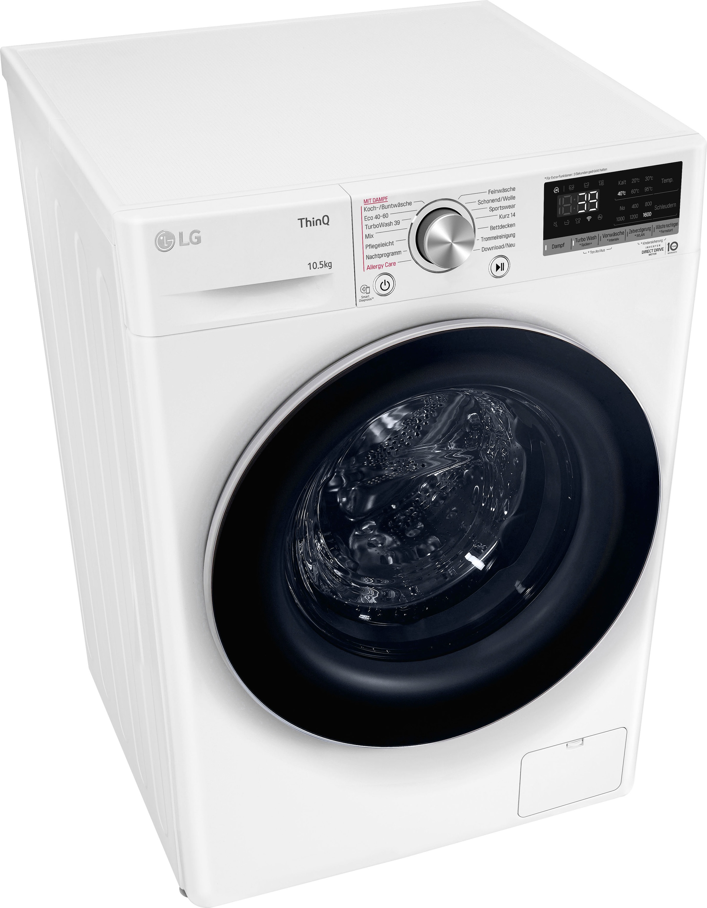LG Waschmaschine mit nur - TurboWash® »F6WV710P1«, Jahren 39 3 F6WV710P1, U/min, kg, 10,5 XXL in Waschen 1600 Garantie Minuten