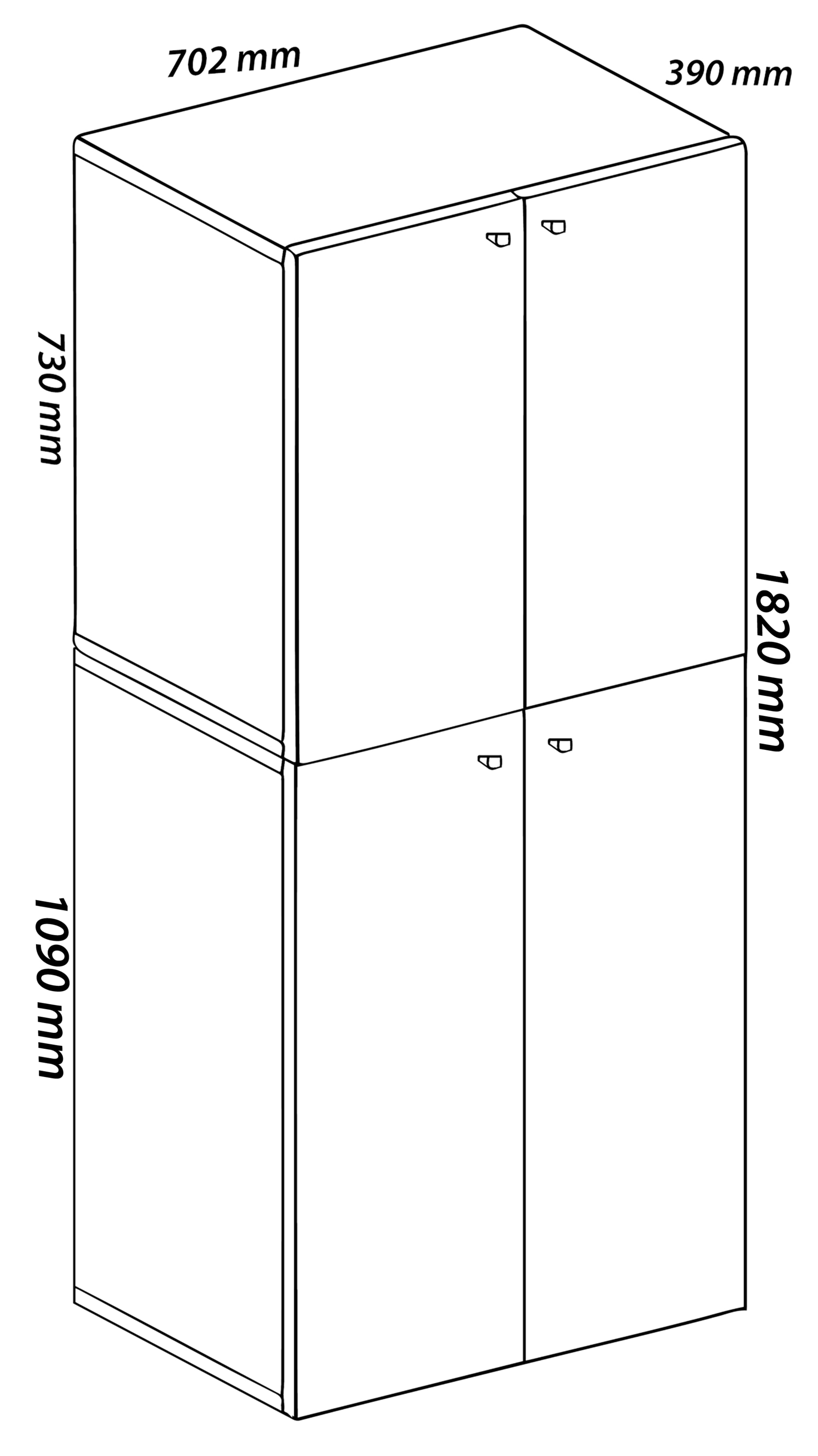 VCM Aktenschrank »VCM Büroschrank mit 5 Fächern | moderner Aktenschrank mit Drehtüren | Maße ca. B. 70 x H. 184 x T. 40 cm ¿ Lona 5-Fach«, (1 St.)