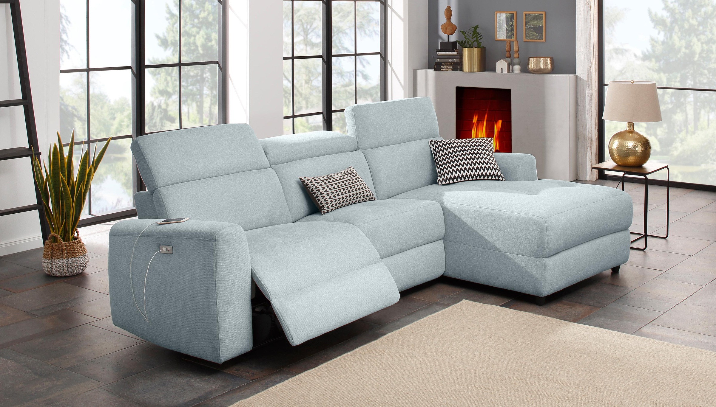 Home affaire Ecksofa »Sentrano, L-Form,«, 275 cm, man. o. elektr. Relaxfunktion und USB/Kopfverstellung