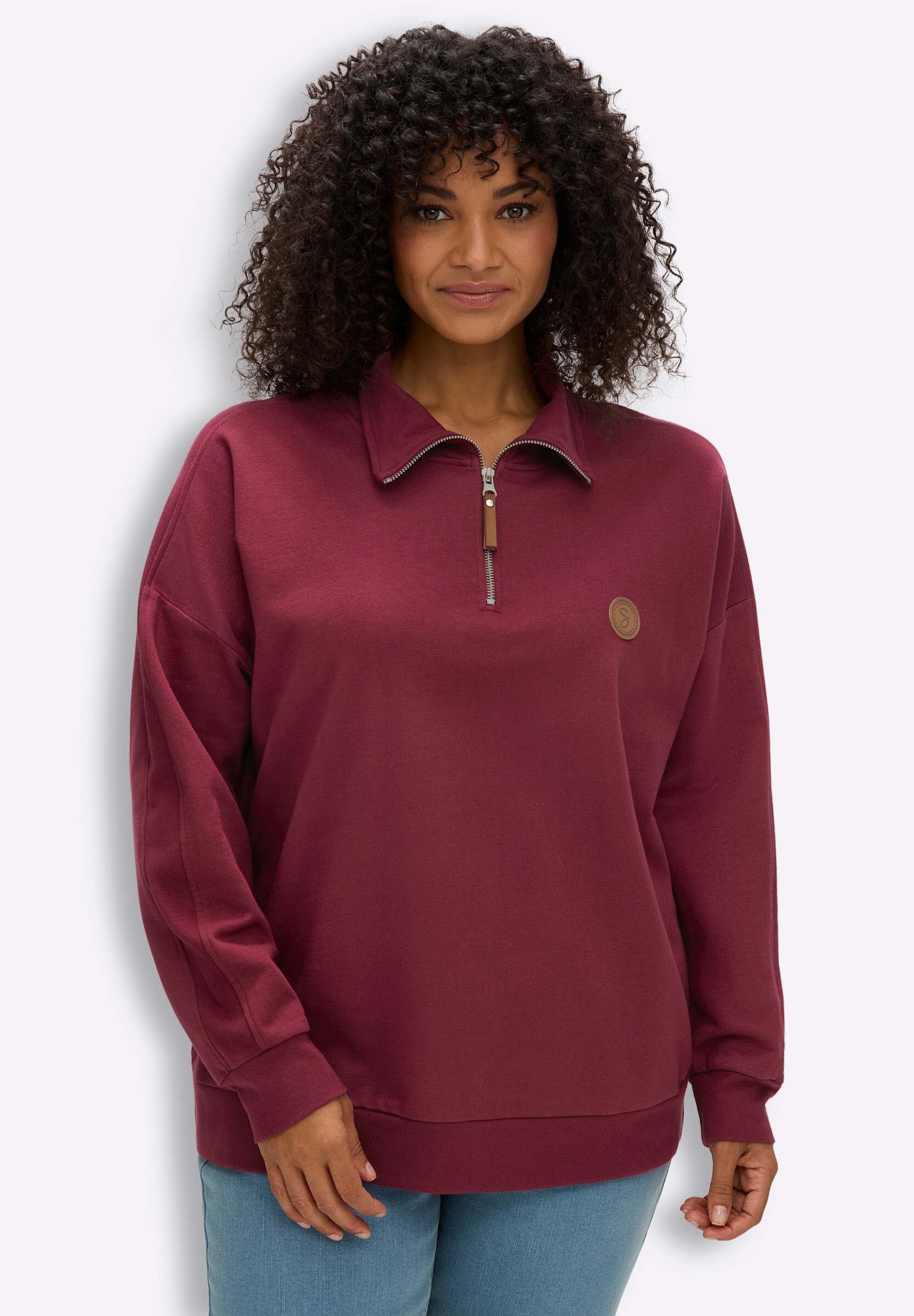 Sheego Sweatshirt »Sweatshirt Sweatshirt mit Troyerkragen«

