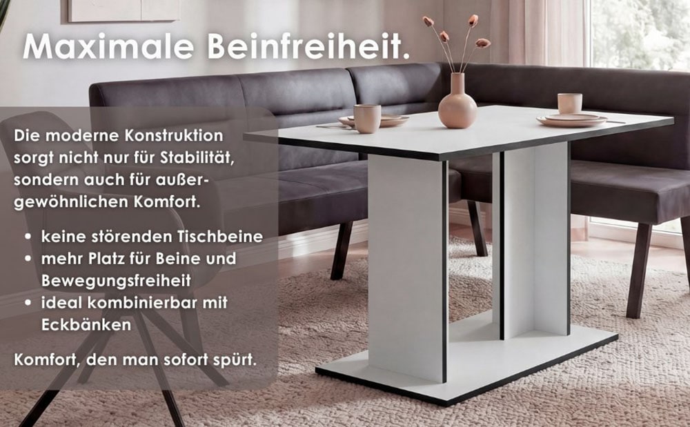 byLIVING Esstisch »TOM« Artisan Eiche oder Weiß, 100 kg, 4 Sitzplätze, Säule: 25 x 56,6 cm