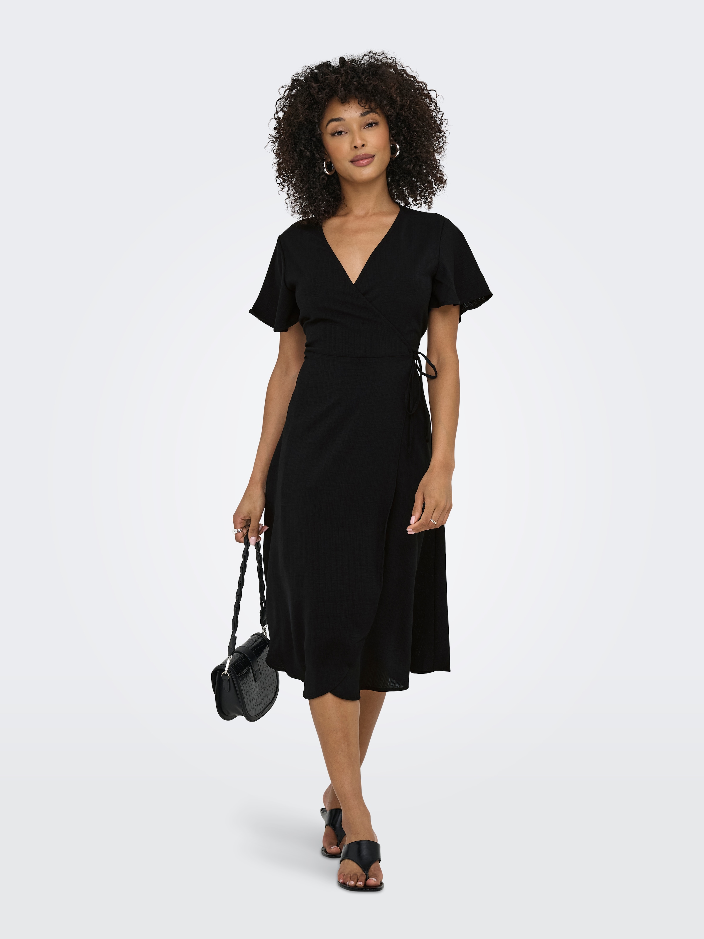 ONLY Wickelkleid »ONLCALI LIFE S/S WRAP DRESS WVN NOOS« Kunstfaser, regular fit, V-Ausschnitt