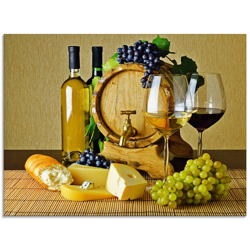 Artland Glasbild »Käse, Wein und Trauben«, Lebensmittel, (1 St.)