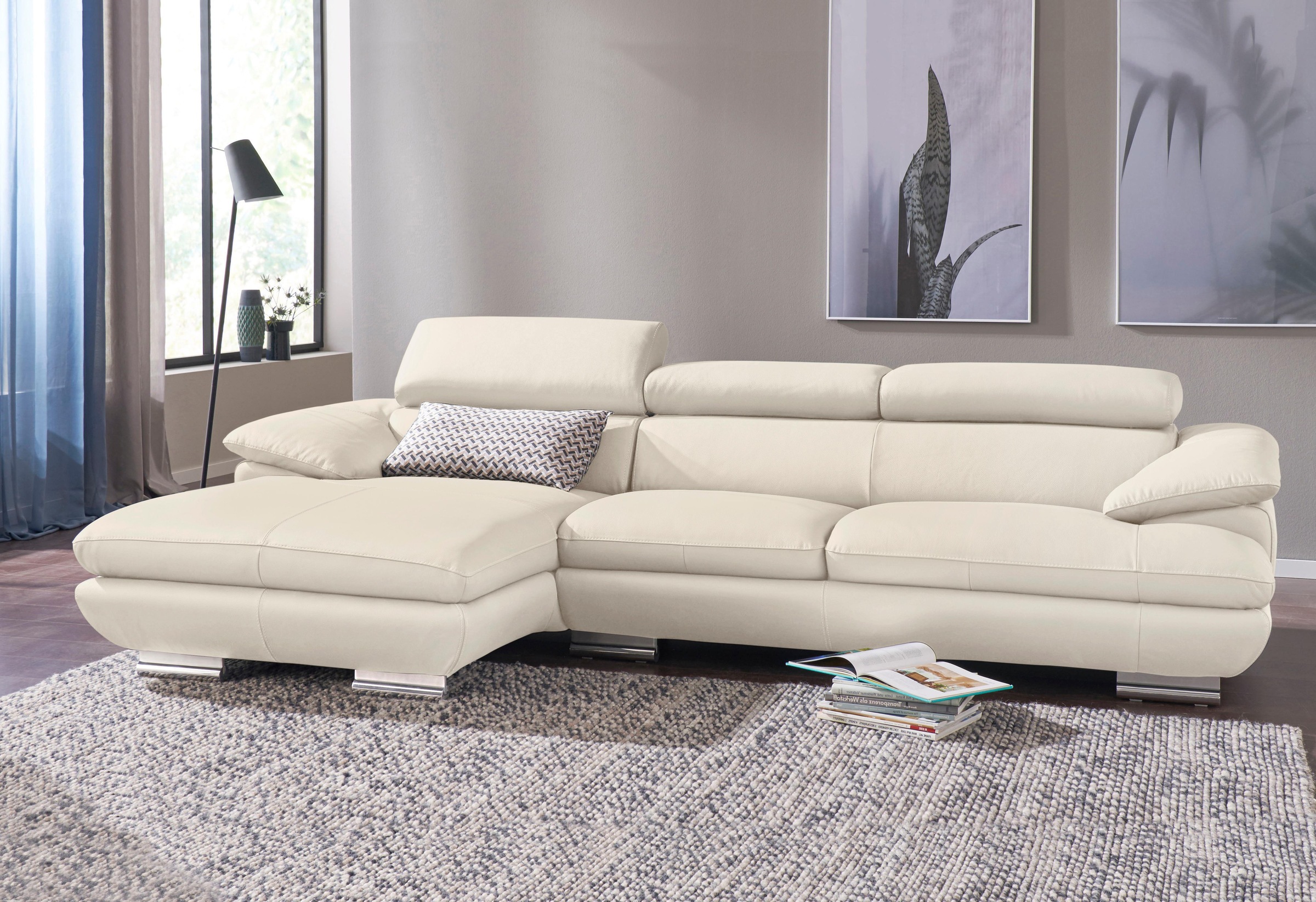 CALIA ITALIA Ecksofa »Magic, ein italienisches Sofa zum Träumen, erstklassiger Sitzkomfort«, mit verstellbaren Kopfteilen, in 2 Lederqualitäten