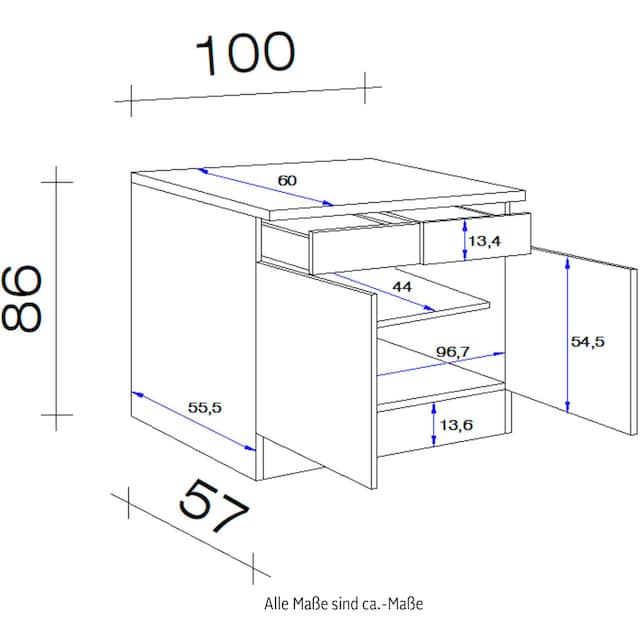 100 cm, 86 »Kopenhagen«, viel Raten bestellen x H x für x x Stauraum Flex-Well T) (B 60 auf Unterschrank