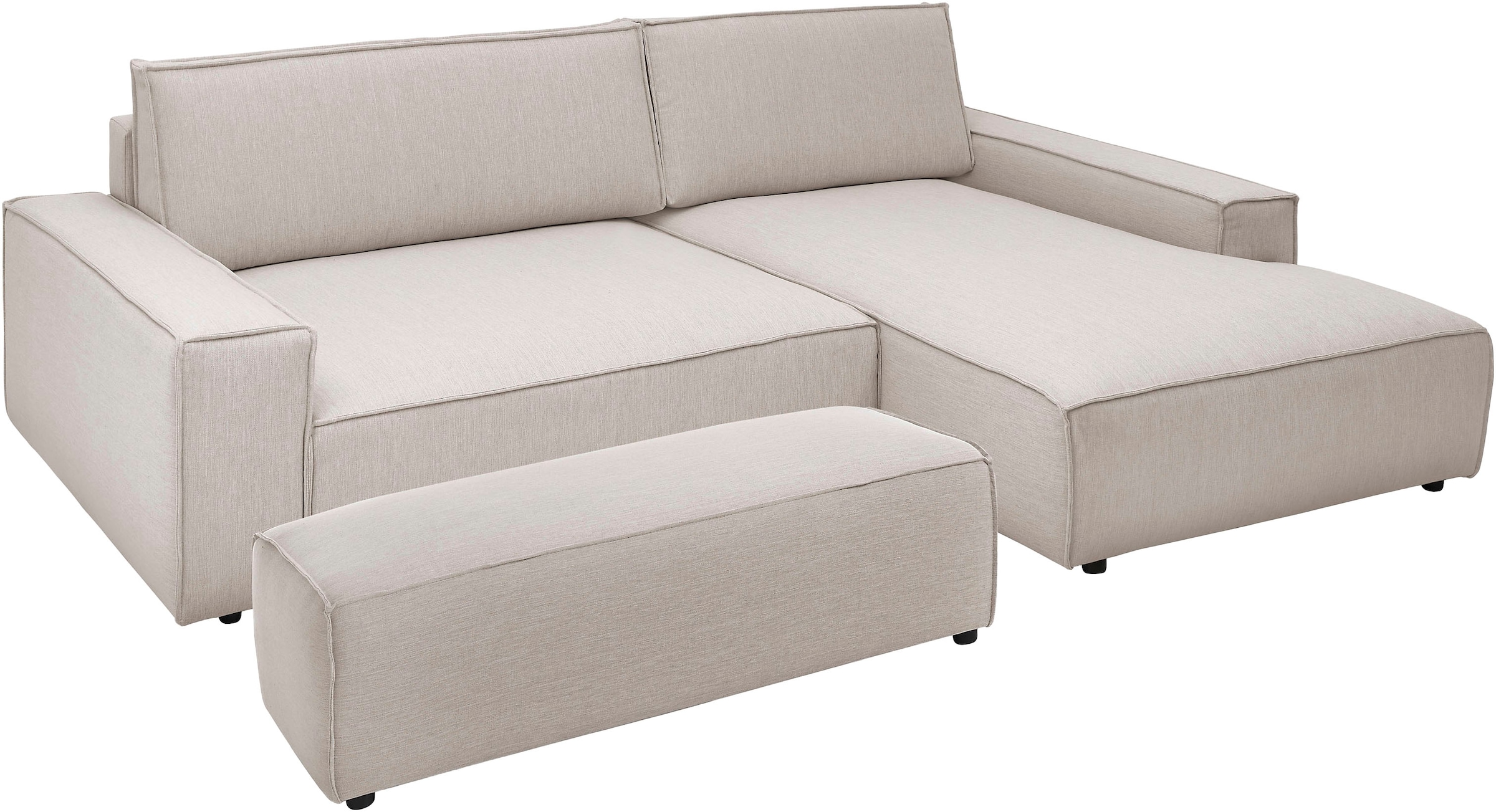 Home affaire Polsterecke »NEU: SHERWOOD XXL tief, L-Form mit Schlaffunktion, Big-Sofa mit Hocker«, (Set, 2 St.), stellbar zum Schlafsofa (Krokodilverbinder), Cord, Leinenoptik
