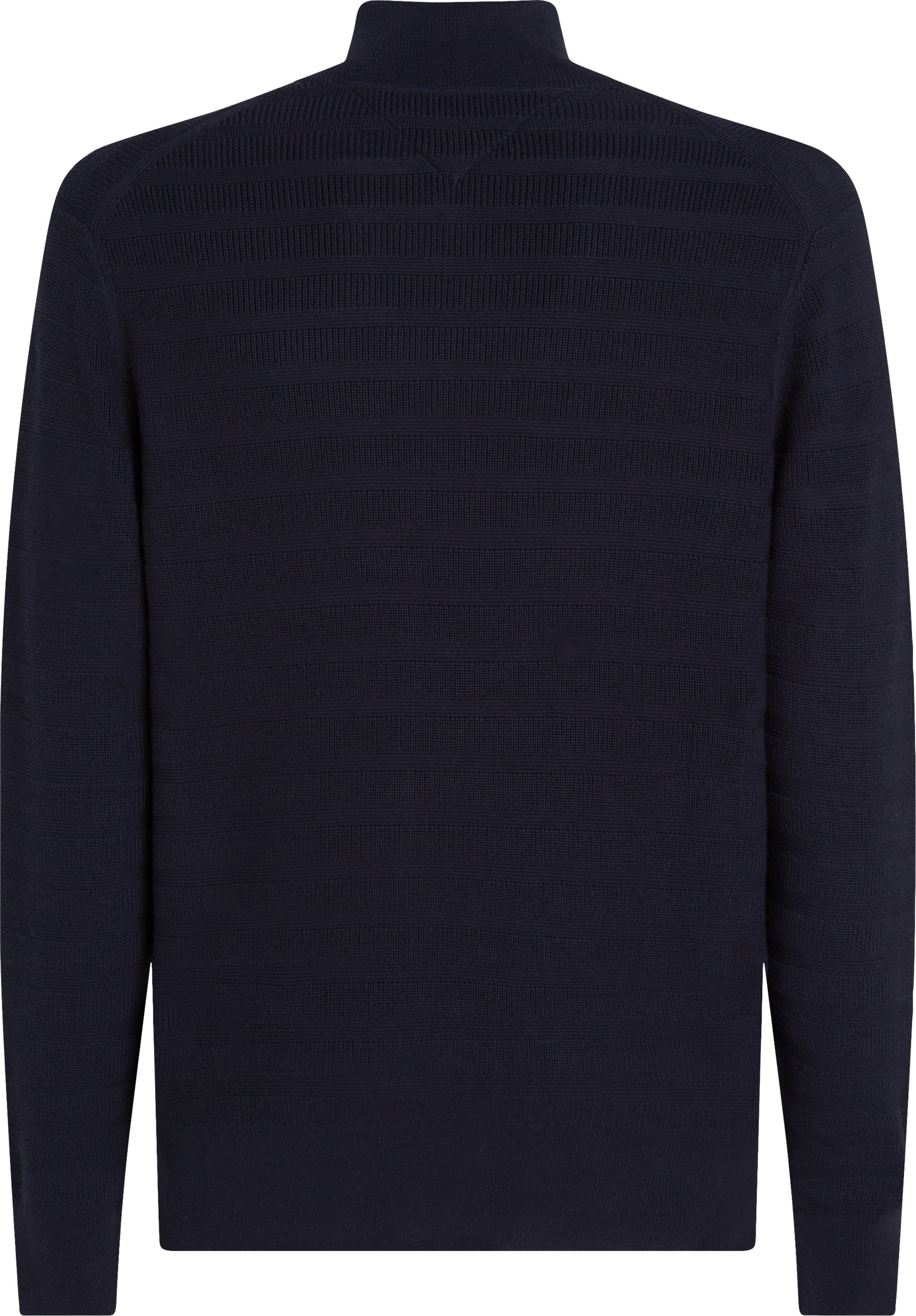Tommy Hilfiger Strickjacke »STRIPE STRUCTURE«, modisches Strickmuster, Stehkragen