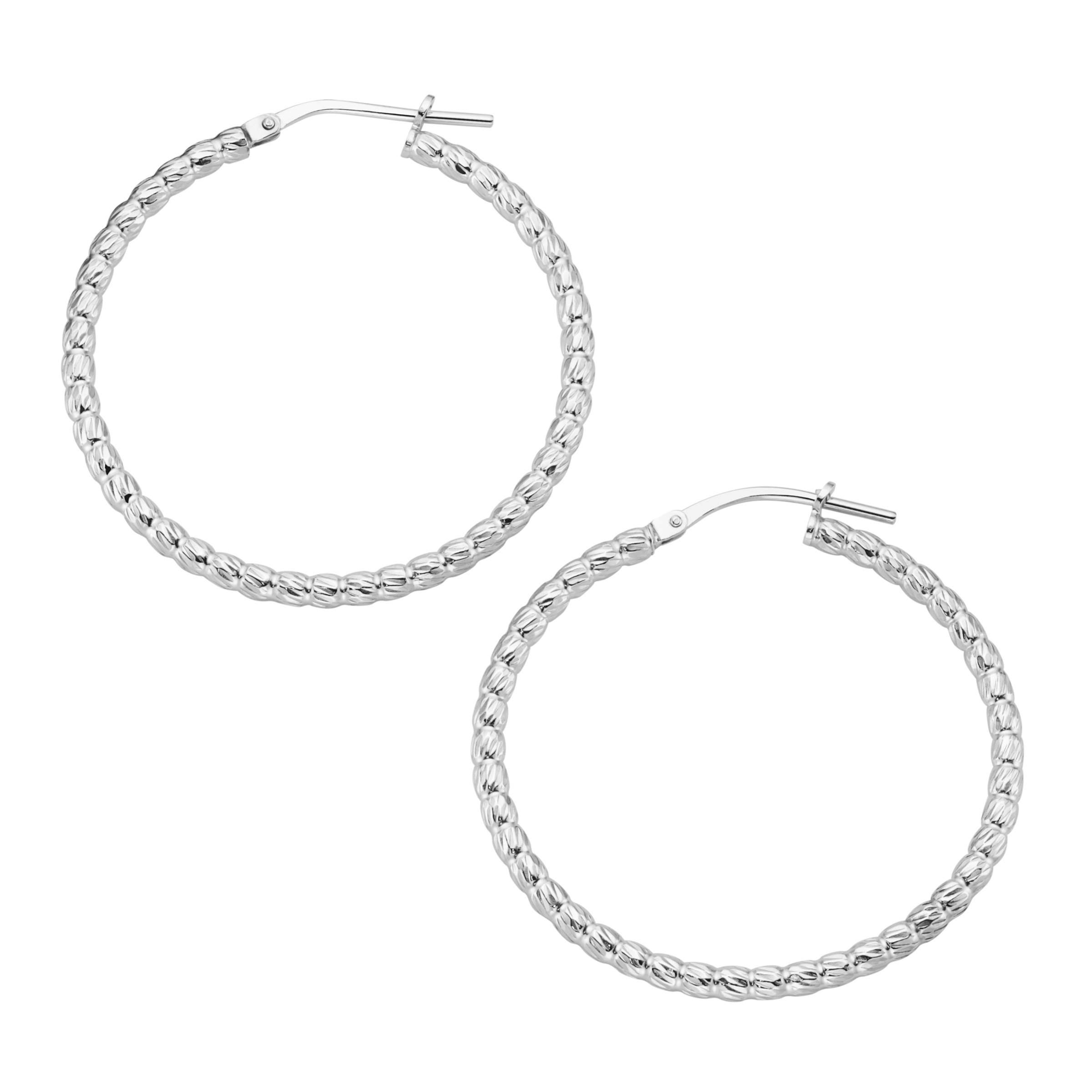 Smart Jewel Paar Creolen »Creolen mit diamantierter Oberfläche, Silber 925«