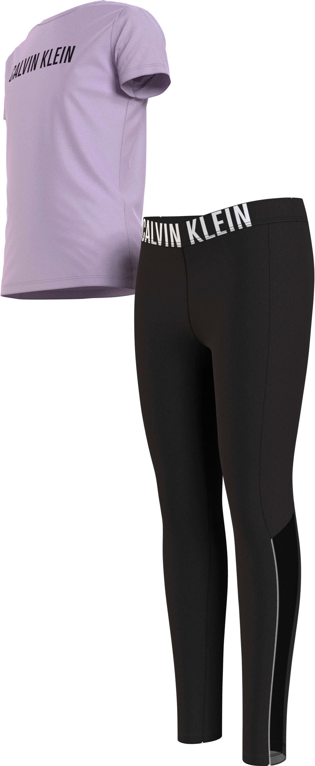 Calvin Klein Underwear Pyjama »KNIT PJ SET (SS+LEGGING)«, (2 tlg.), mit leicht transparenten Beineinsätzen