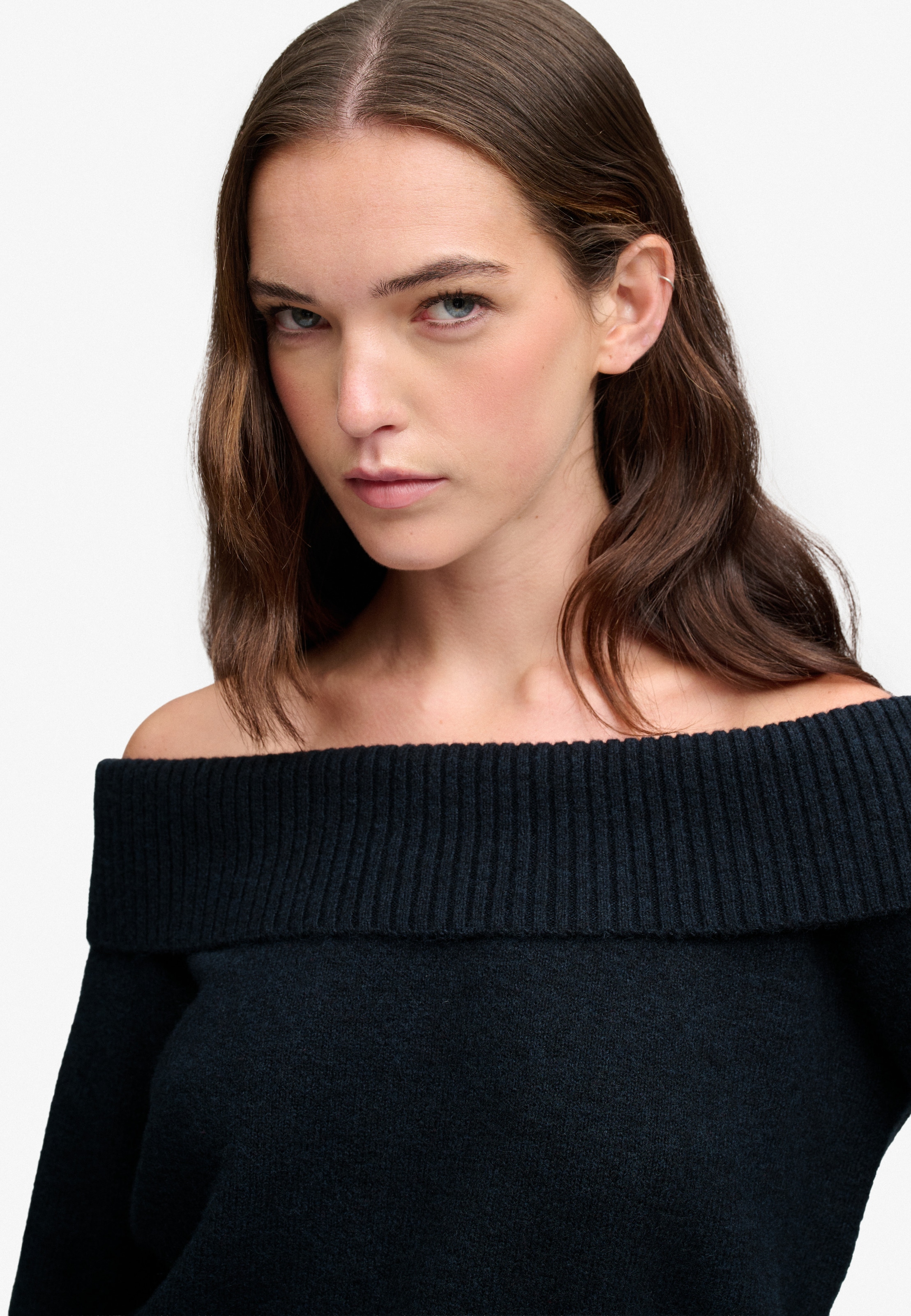 Superdry Strickpullover »BARDOT KNITTED JUMPER« Materialmix, hochwertig mit Woll-Anteil